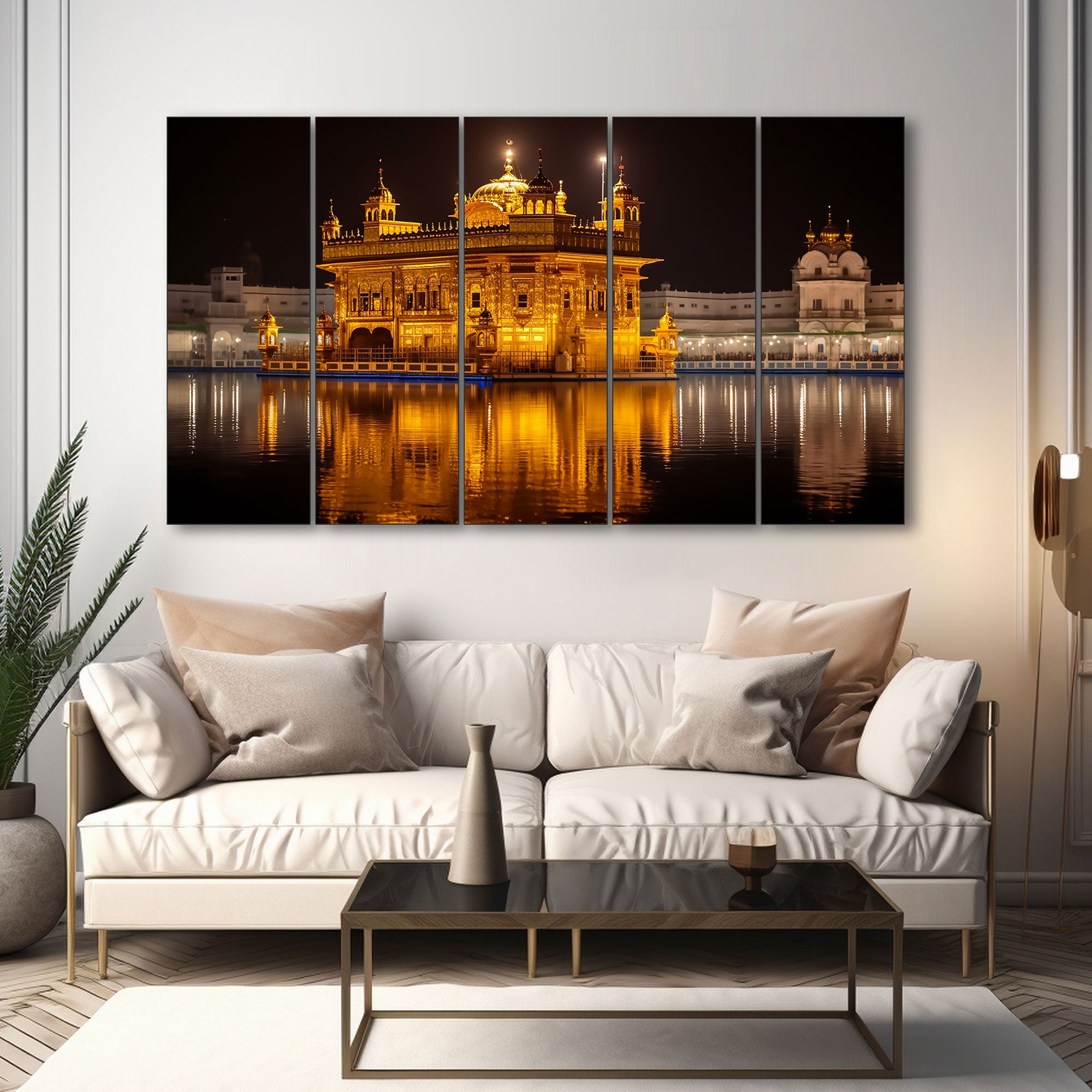 Golden Temple Painting with frame Big Size Wall Art for living room,Bedroom,Drawing room,Hotels
