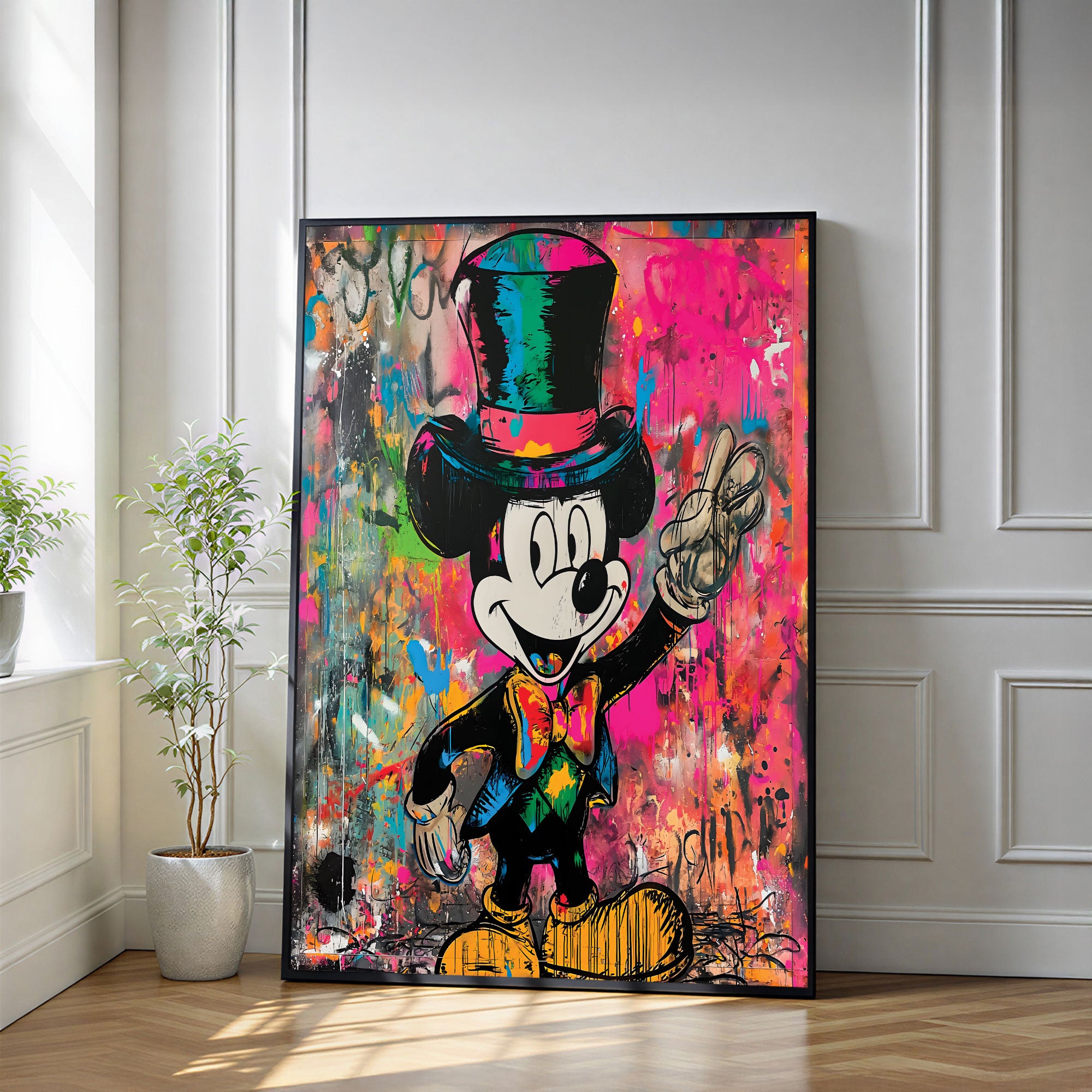 The Castle Decor Classic Cartoon Pop Art Wall Art – Colorful Graffiti Inspired Luxury Artwork with Premium Sparkle Finish, 20×30 Inch Wall Décor for Studio & Living Room