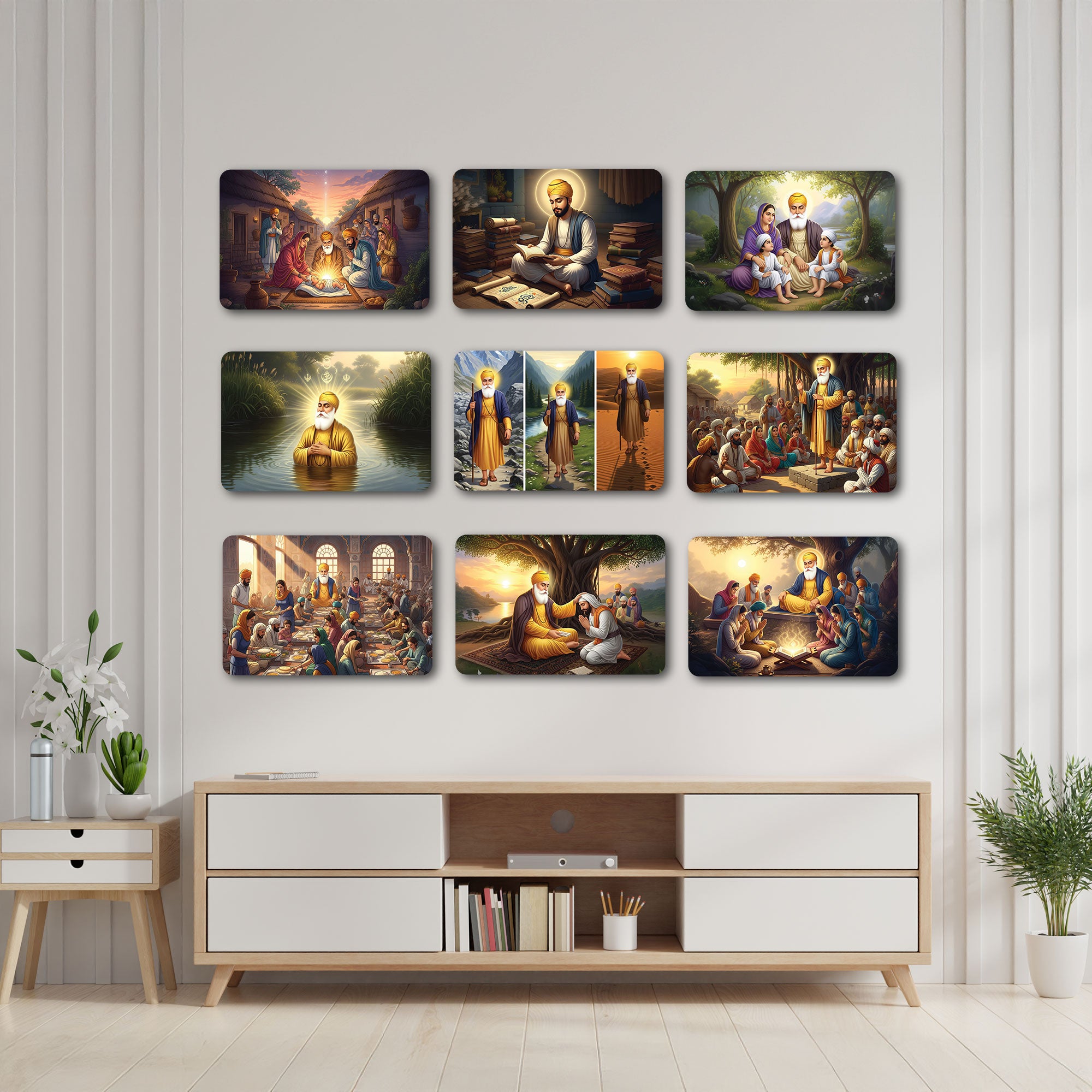 The Eternal Grace Guru Nanak Dev Ji Wall Plates Set of 9