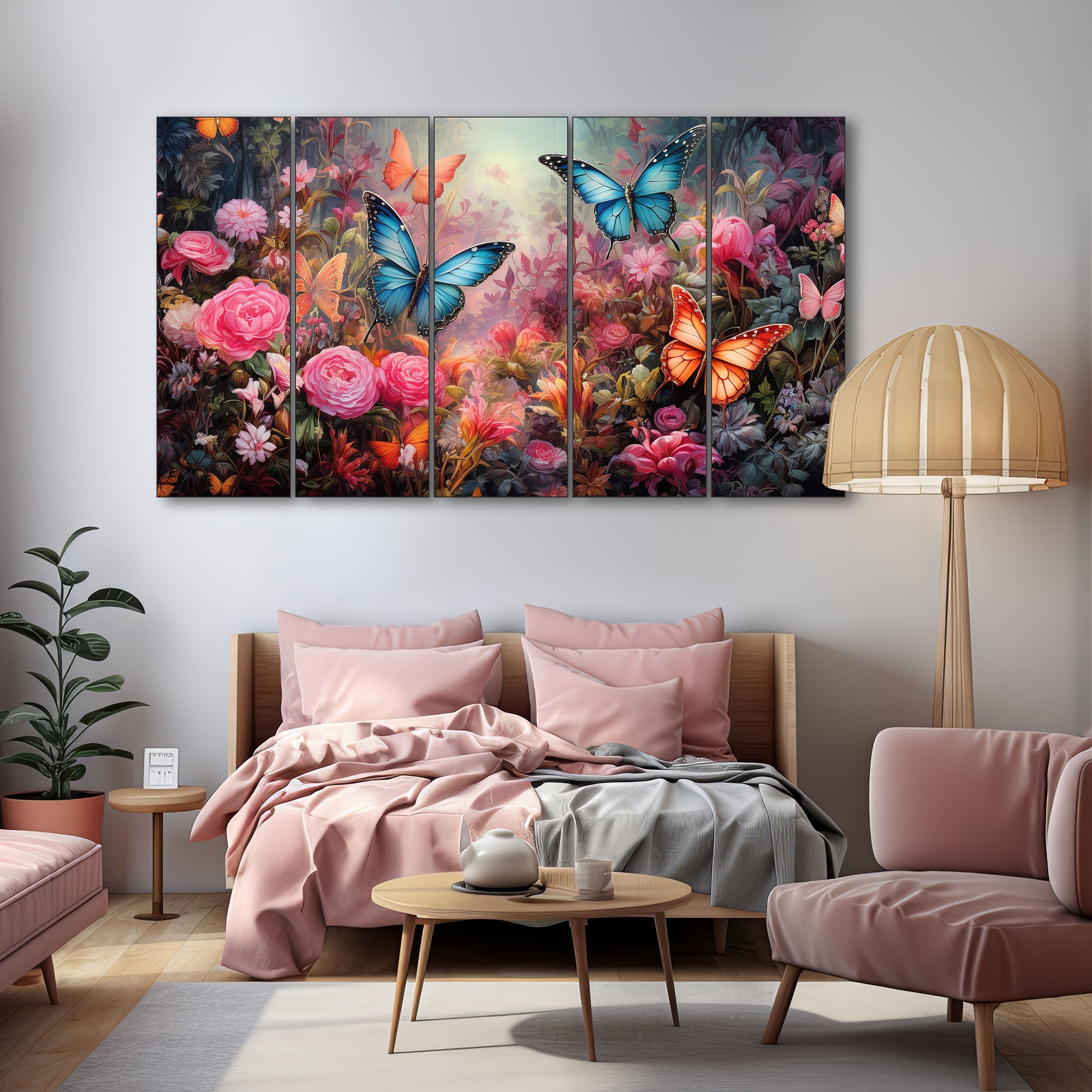 Butterflies Painting with frame Big Size Wall Art for living room,Bedroom,Drawing room,Hotels