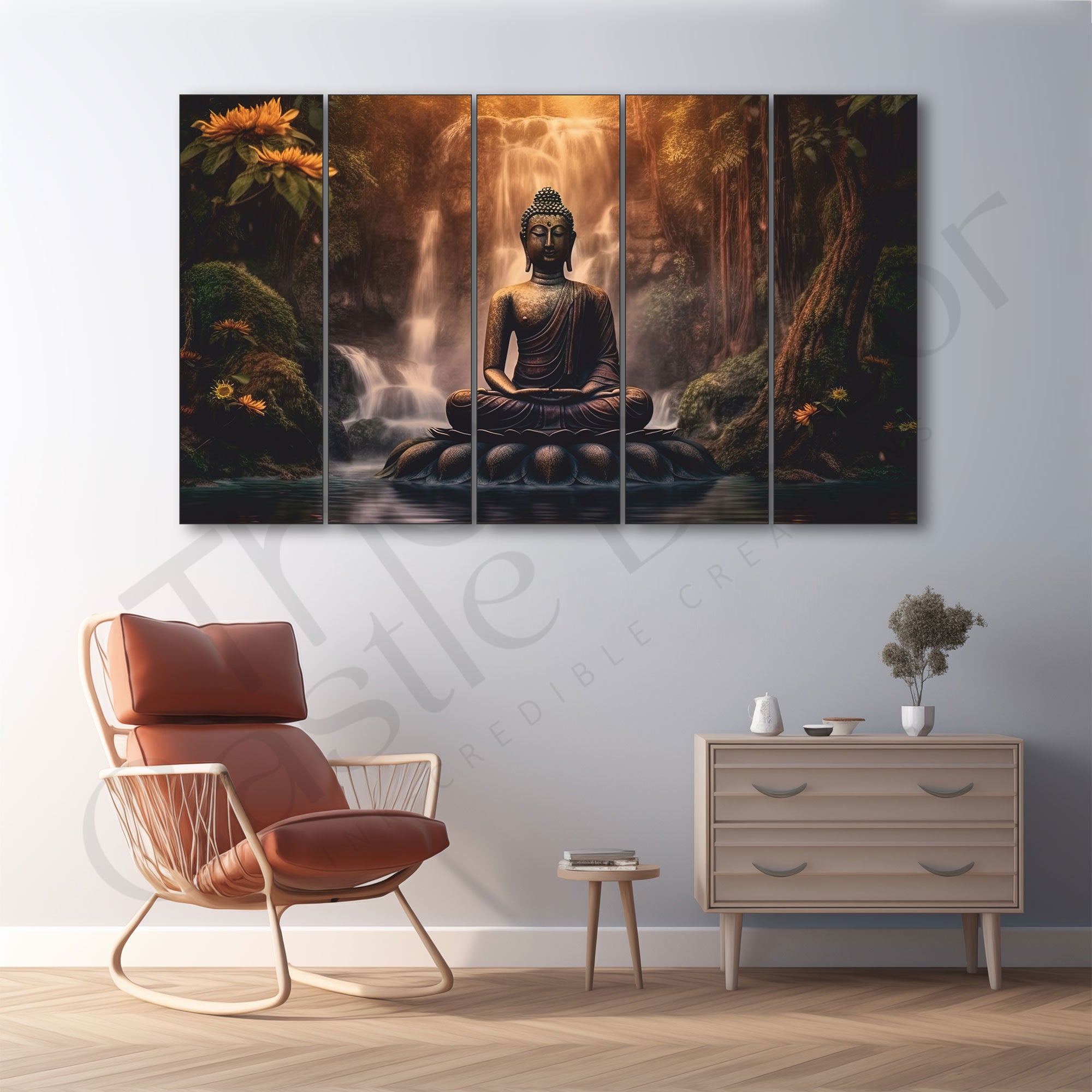 Lord Budha Painting with frame Big Size Wall Art for living room,Bedroom,Drawing room,Hotels