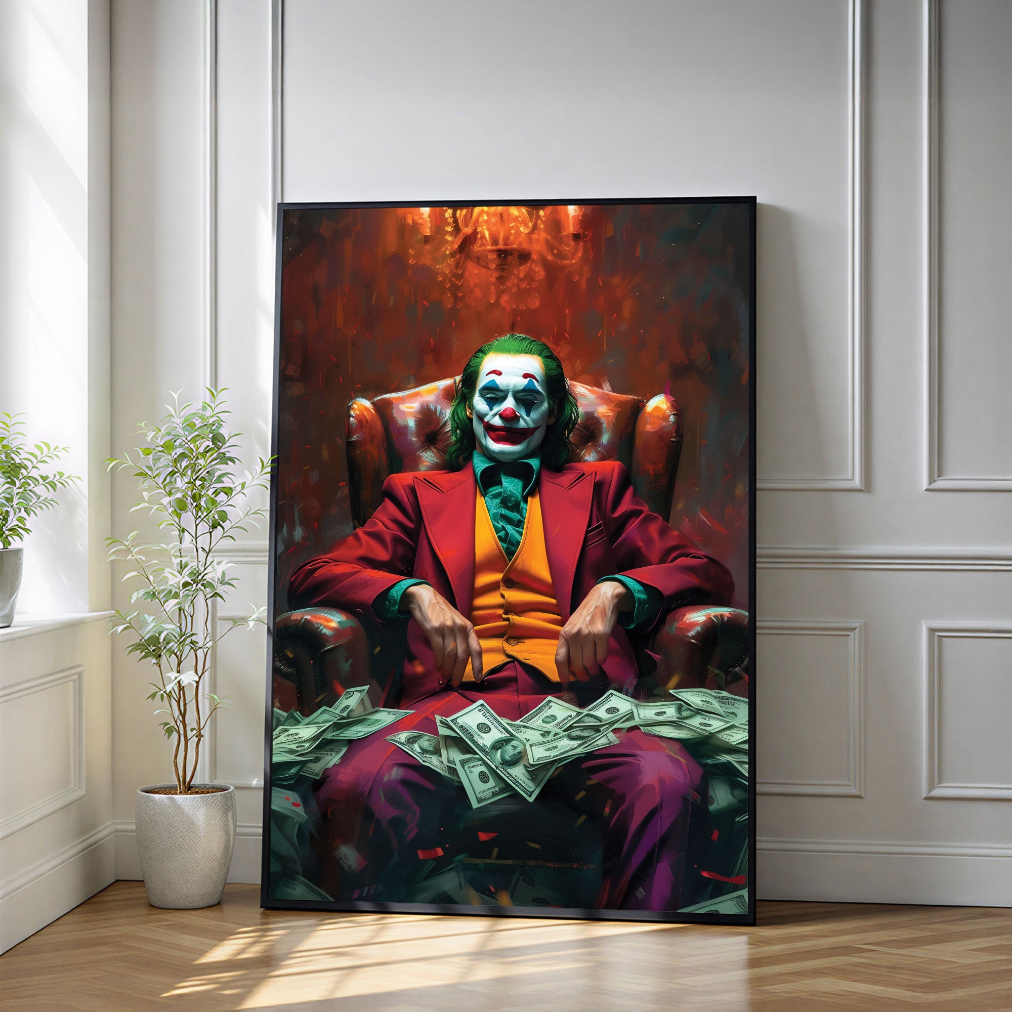 The Castle Decor Joker Inspired Wall Art Print – Dark Luxury Movie Style Artwo Sparkle Finish Wall Décor, 20×30 Inch for Living Room, Bedroom & Office