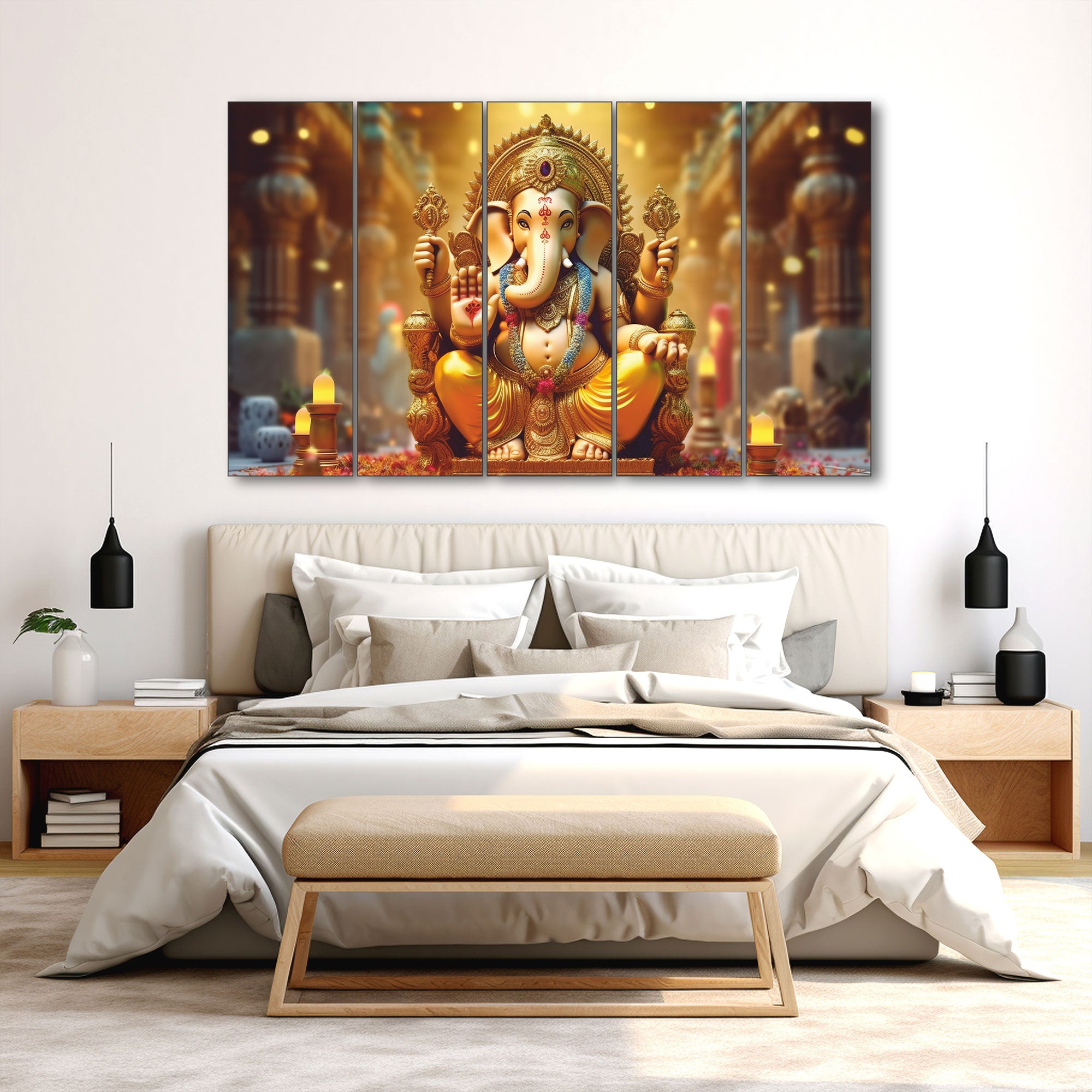 Lord Ganesh Ji Painting with frame Big Size Wall Art for living room,Bedroom,Drawing room,Hotels
