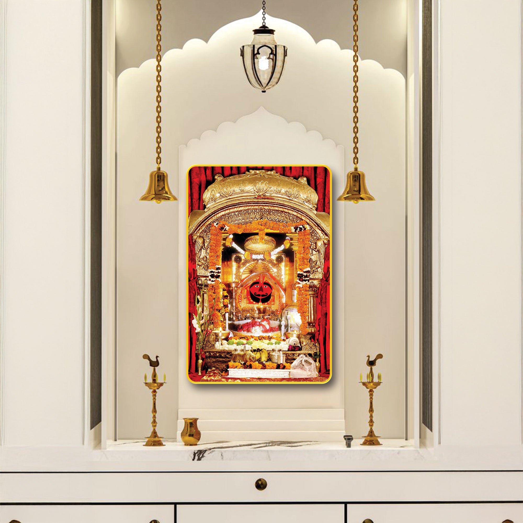 The Castle Decor Salasar Balaji Ji Maharaj Wall Hanging Frame | Devotional Hindu God Wall Art for Home Temple & Gifting 20X30 Inches