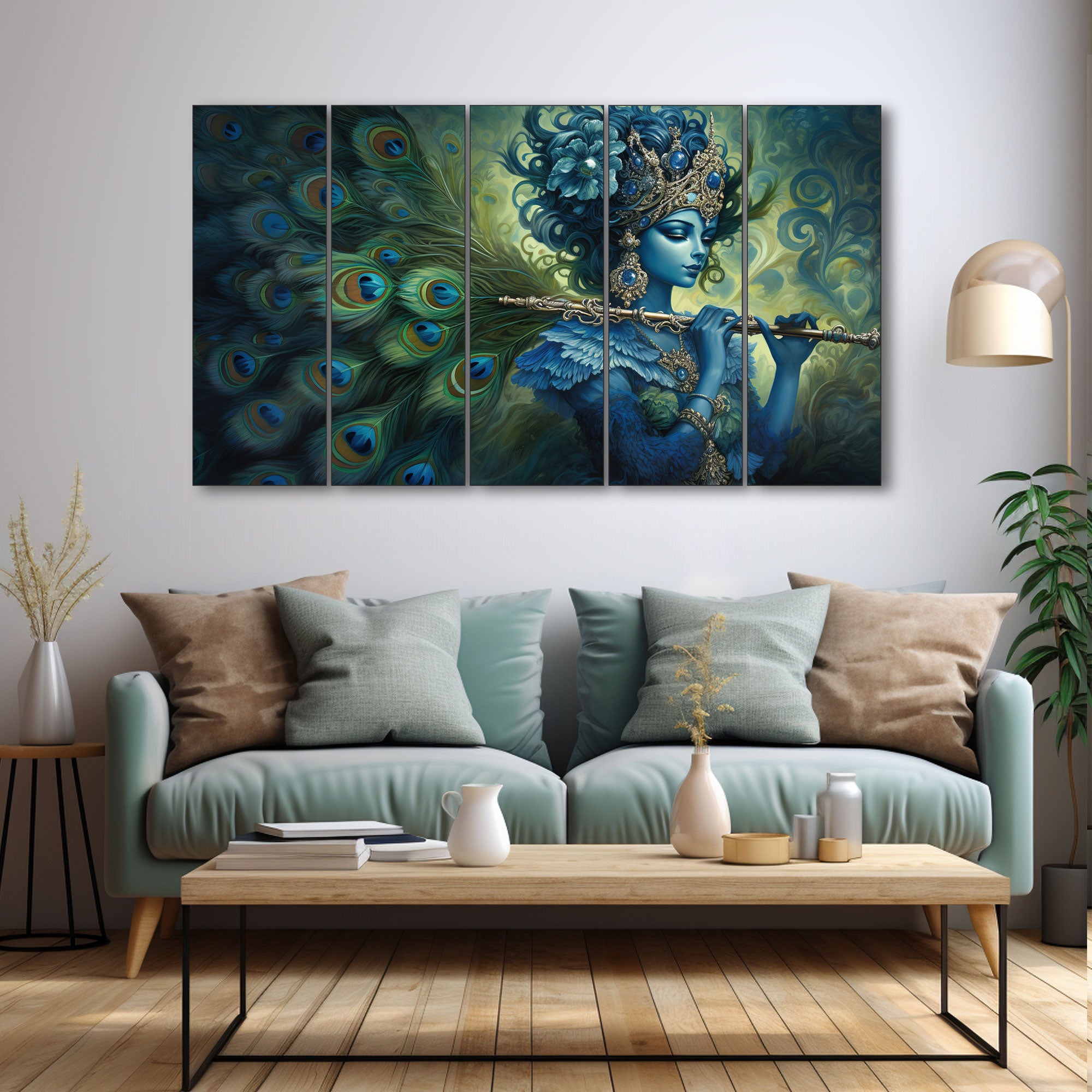 Krishna Ji Painting with frame Big Size Wall Art for living room,Bedroom,Drawing room,Hotels 27x48"