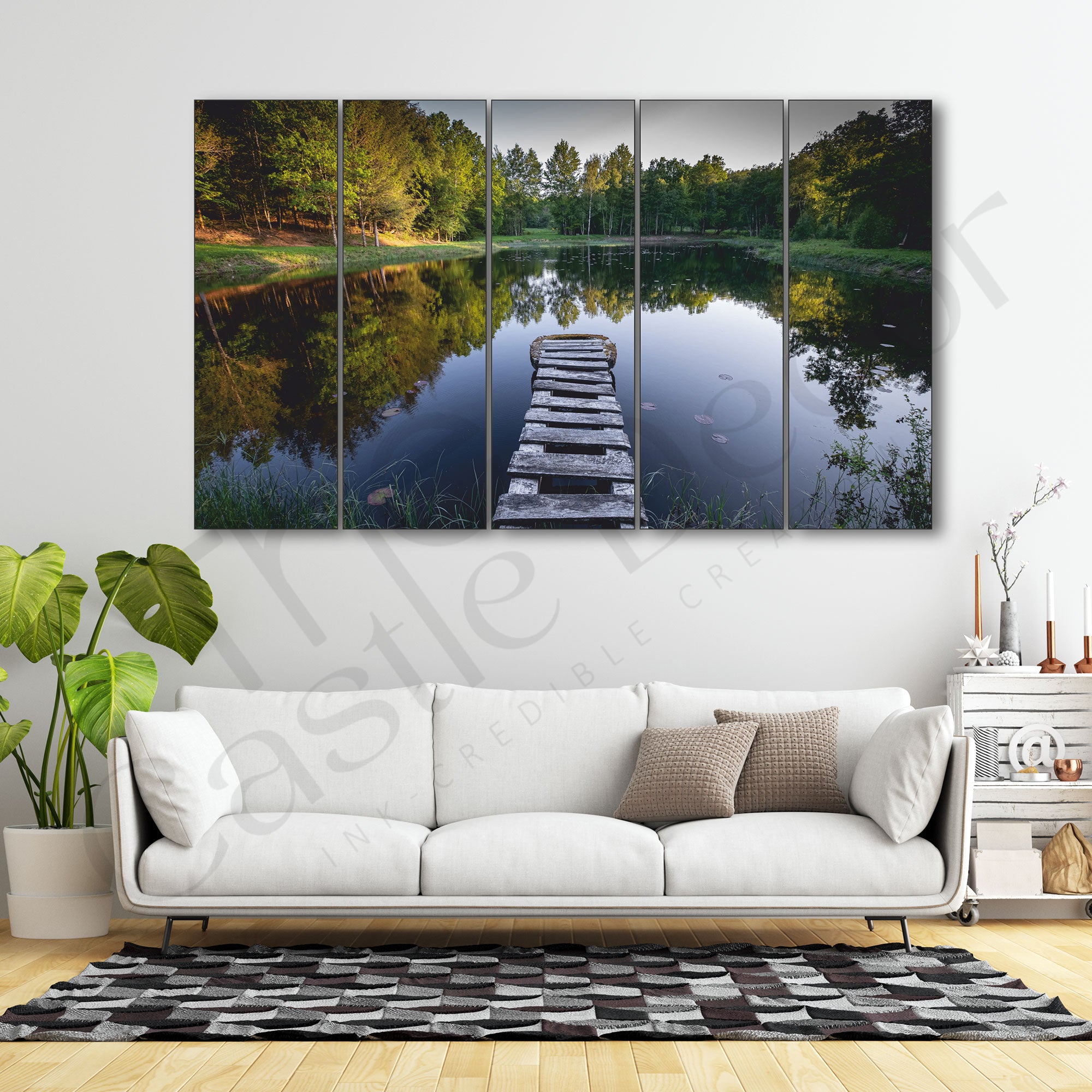 The Castle Decor-Beautiful nature landscape Set of 5 Big Size Frames Wall Art for living Bedroom Hotels-Wooden Framed-Digital Painting