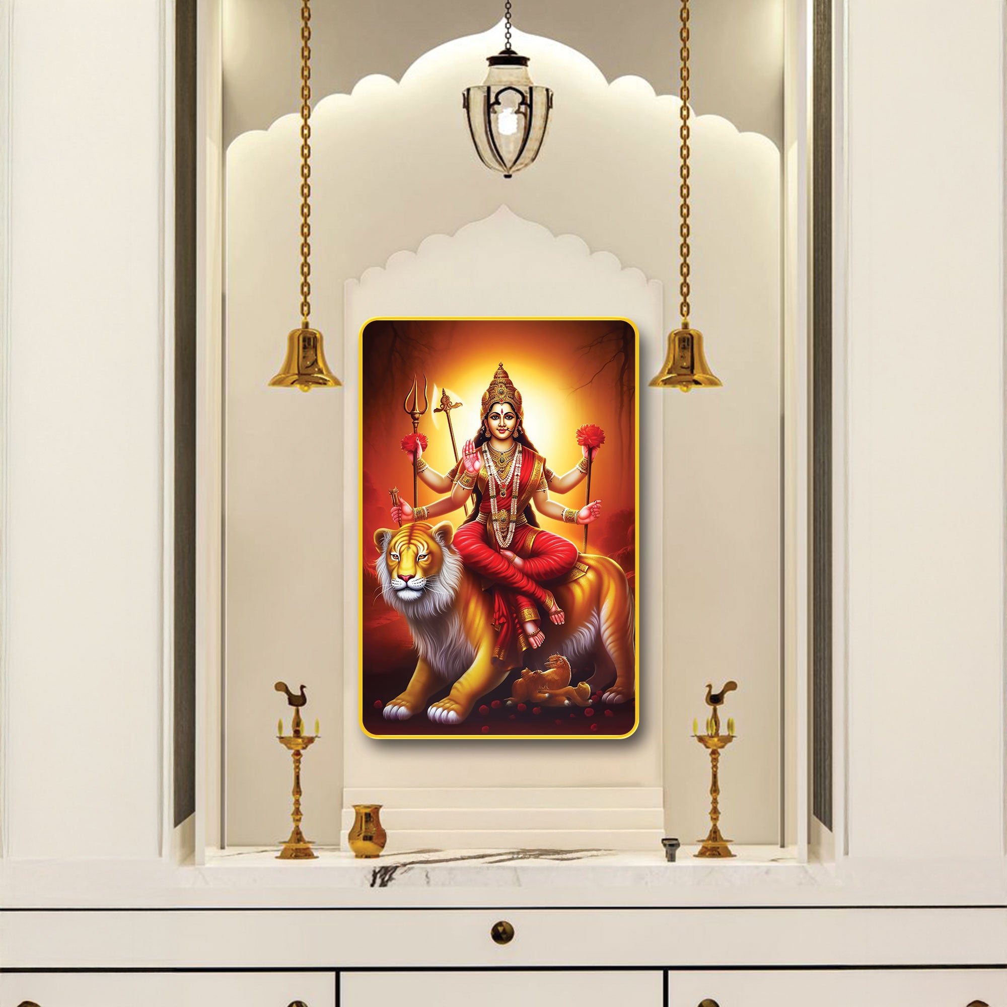 The Castle Decor Durga Maa Wall Hanging Photo Frame | 20X30 Hindu Goddess Spiritual Wall Art for Home Temple, Living Room & Gifting