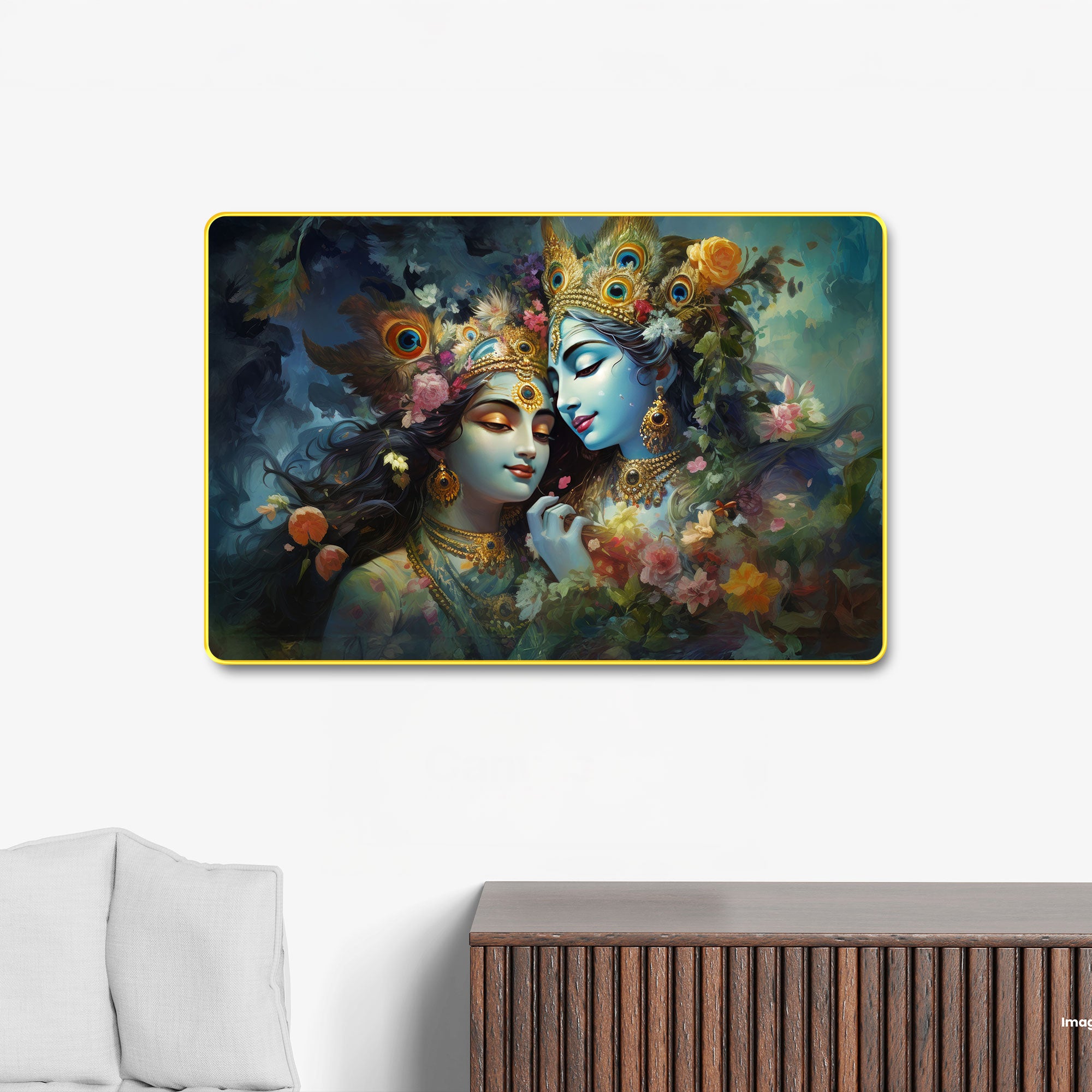 The Castle Decor Radha Krishna Wall Art Painting | Spiritual Love Artwork for Living Room, Bedroom, Office & Hotel Decoration