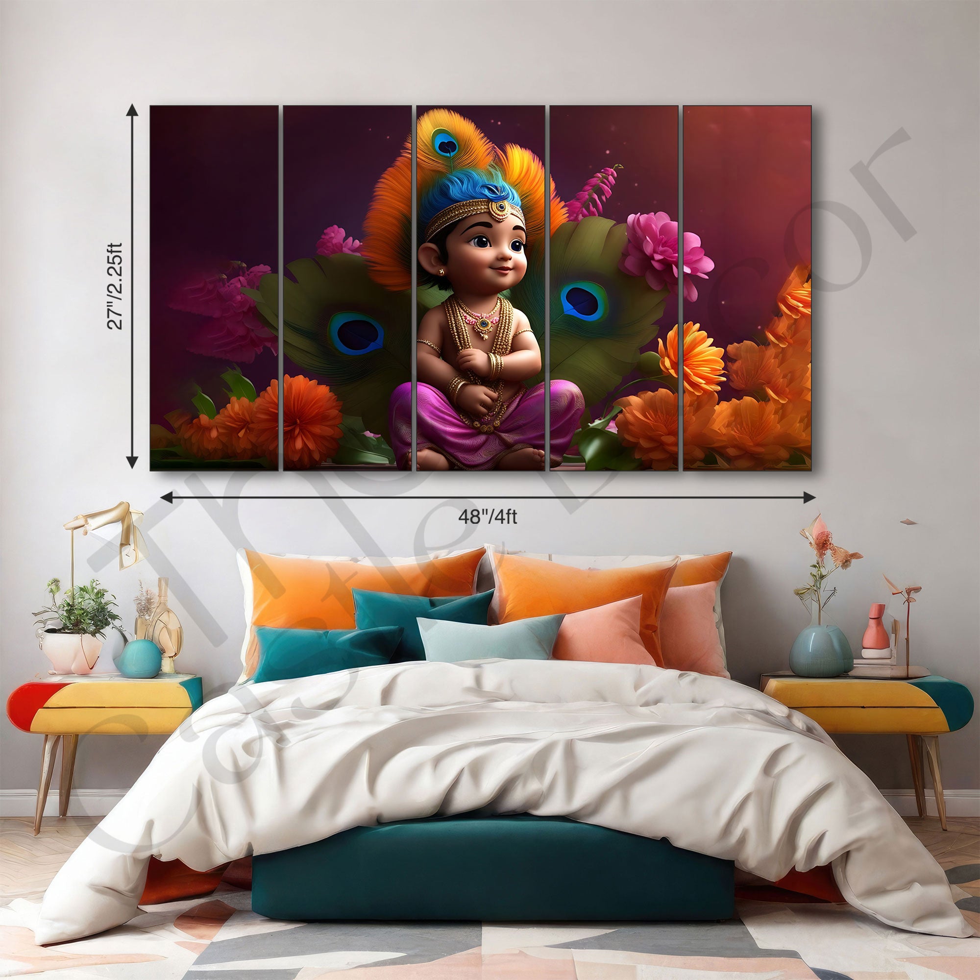 Bal Gopal Painting with frame Big Size Wall Art for living room,Bedroom,Drawing room,Hotels