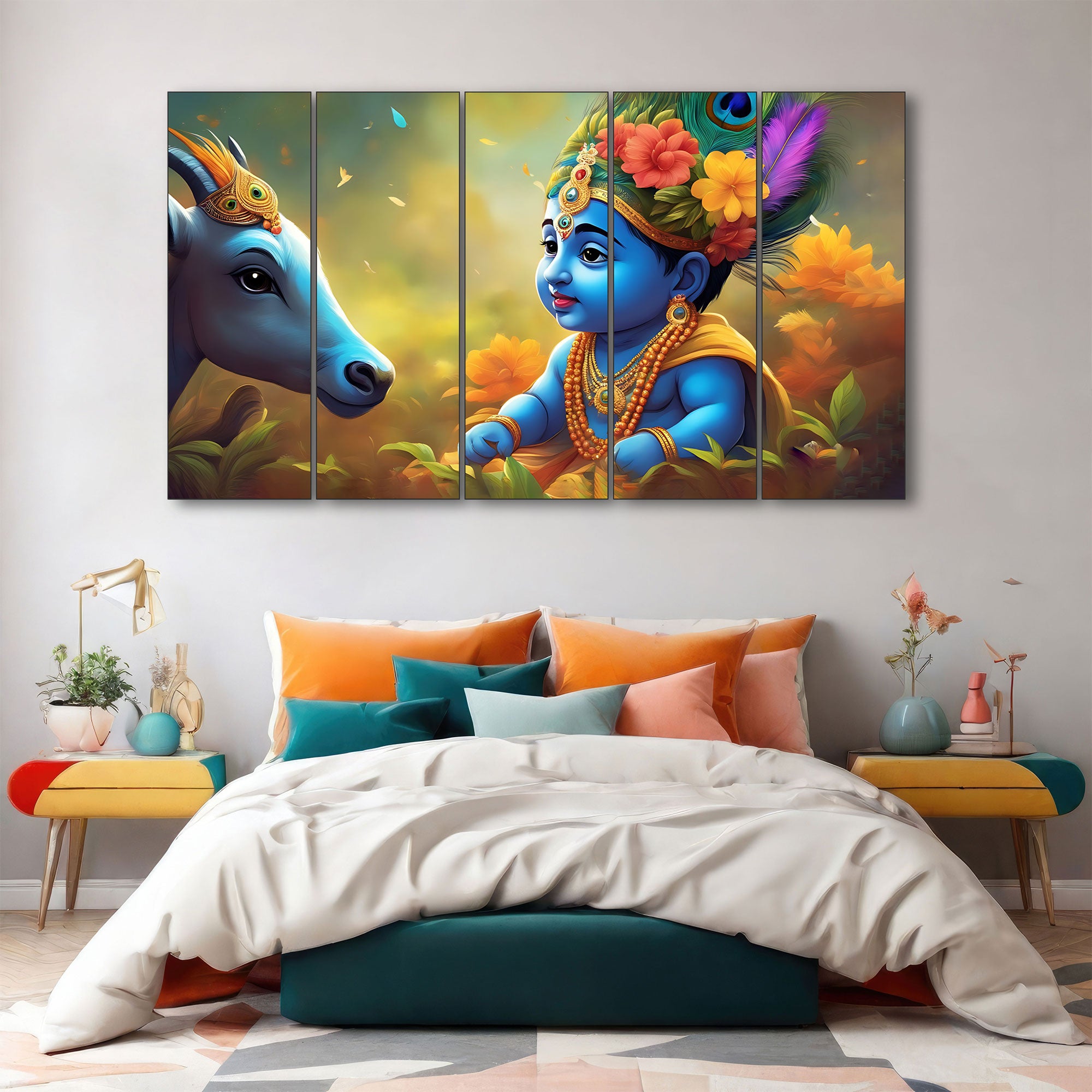 Bal Gopal Painting with frame Big Size Wall Art for living room,Bedroom,Drawing room,Hotels