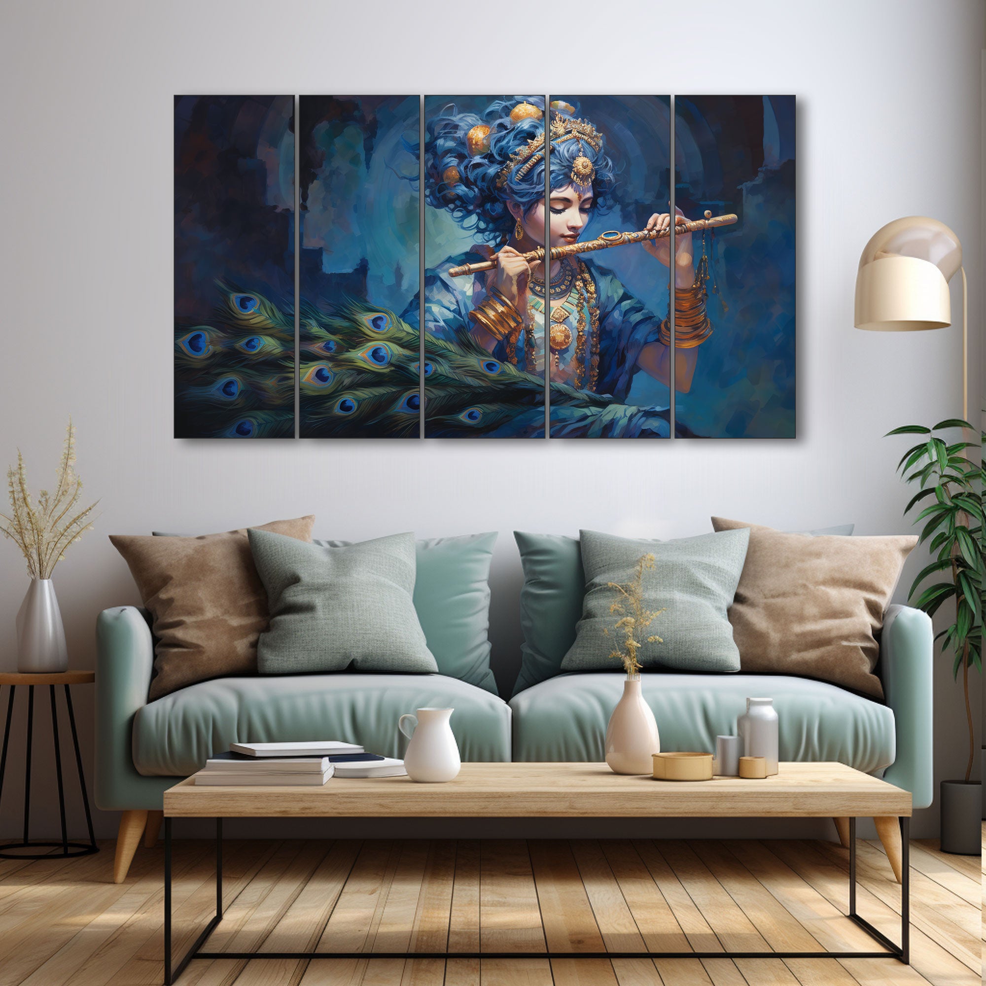 Krishna Ji Painting with frame Big Size Wall Art for living room,Bedroom,Drawing room,Hotels