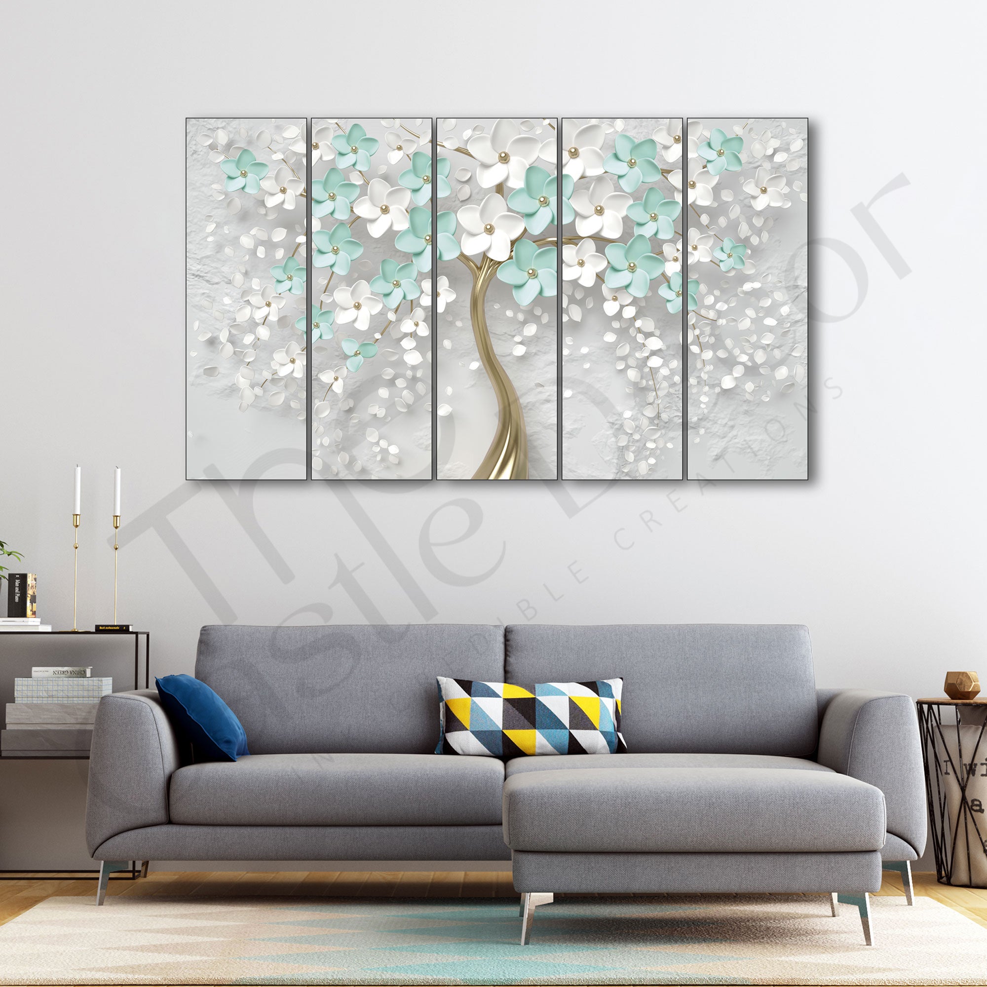 Trees Painting with frame Big Size Wall Art for living room,Bedroom,Drawing room,Hotels 36x60"