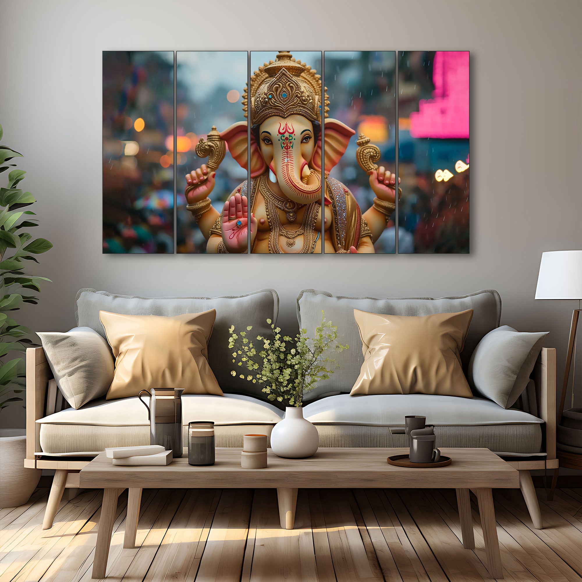 Lord Ganesha Painting with frame Big Size Wall Art for living room,Bedroom,Drawing room,Hotels