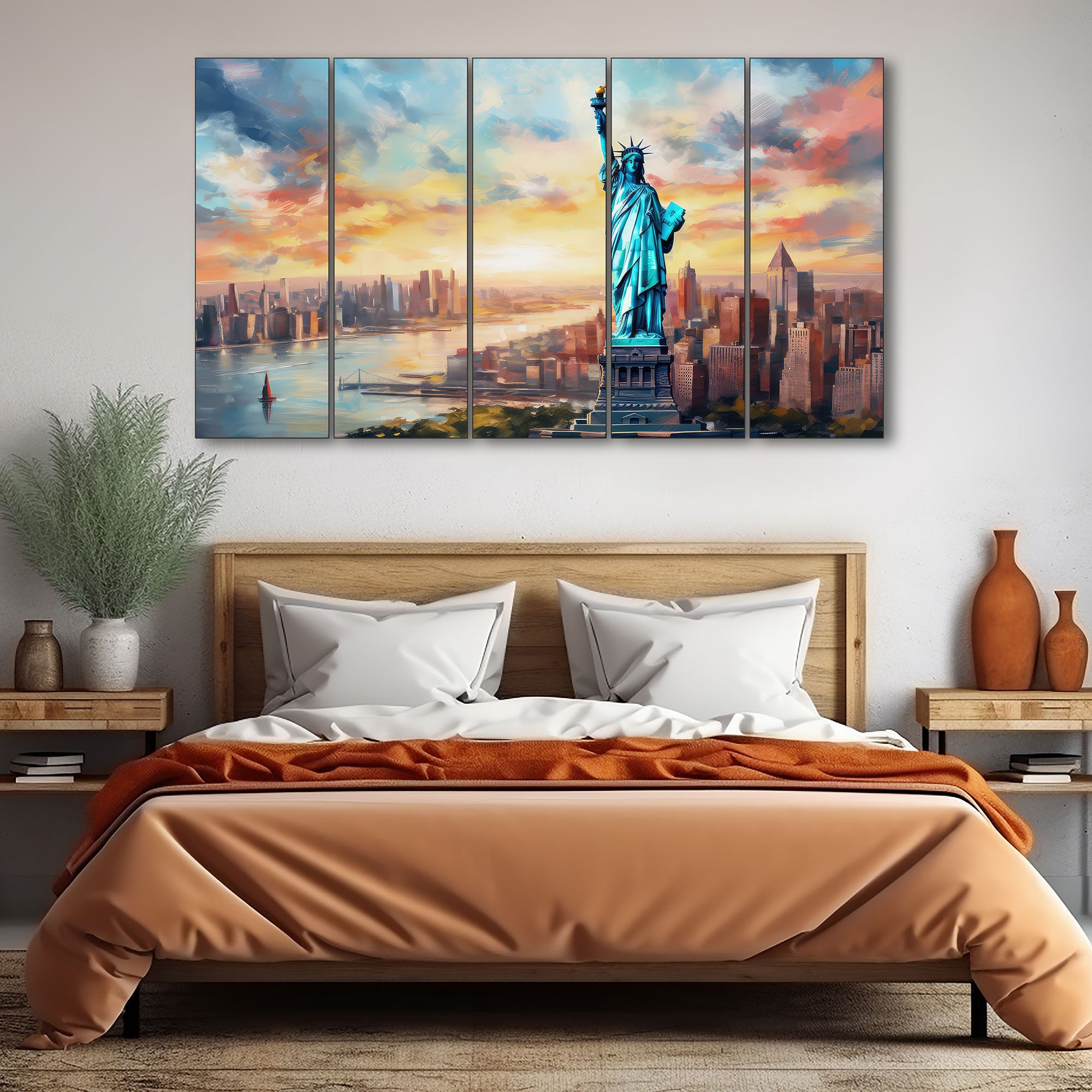 Statue of Liberty Painting with frame Big Size Wall Art for living room,Bedroom,Drawing room,Hotels