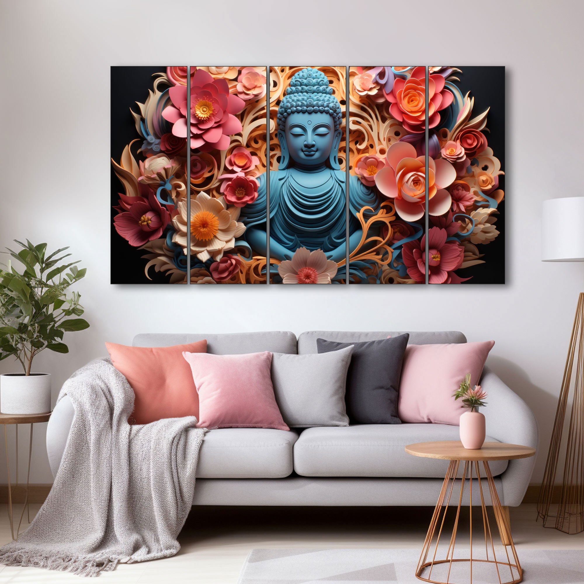 Lord Budha Painting with frame Big Size Wall Art for living room,Bedroom,Drawing room,Hotels