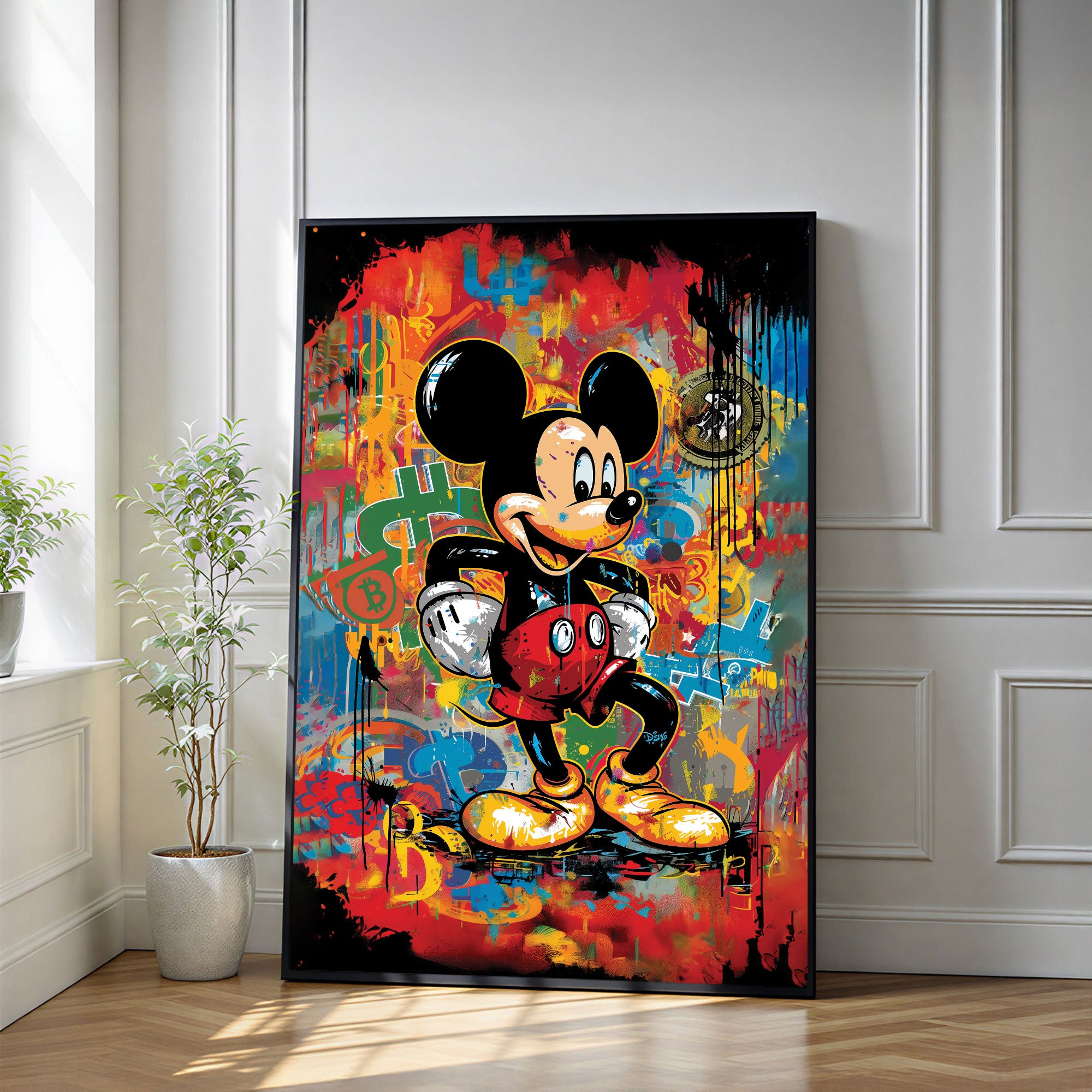 The Castle Decor Mickey Mouse Inspired Wall Art – Pop Art Street Style Artwork, Vibrant Sparkle Finish Wall Décor, 20×30 Inch for Home, Office & Studio