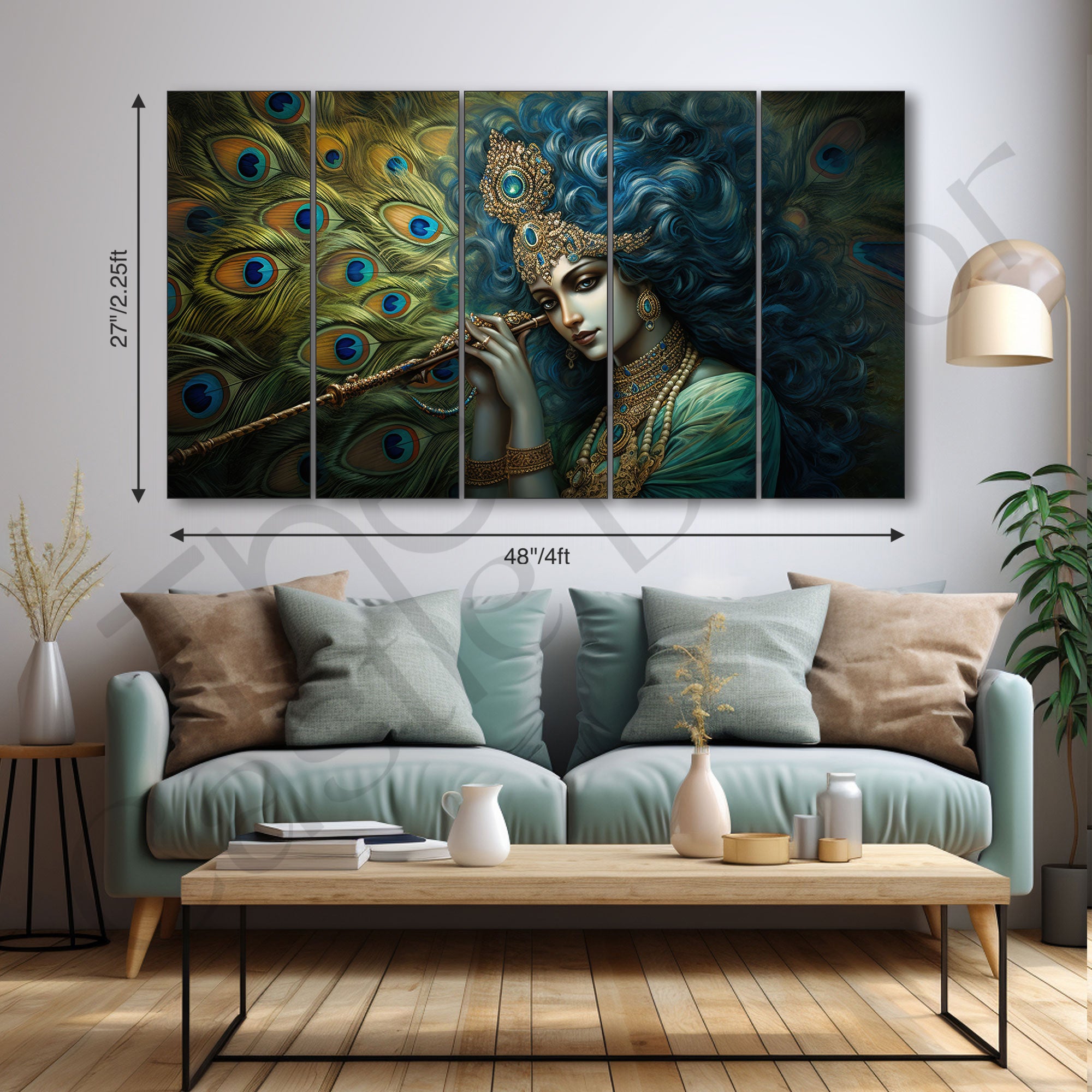 Krishna Ji Painting with frame Big Size Wall Art for living room,Bedroom,Drawing room,Hotels