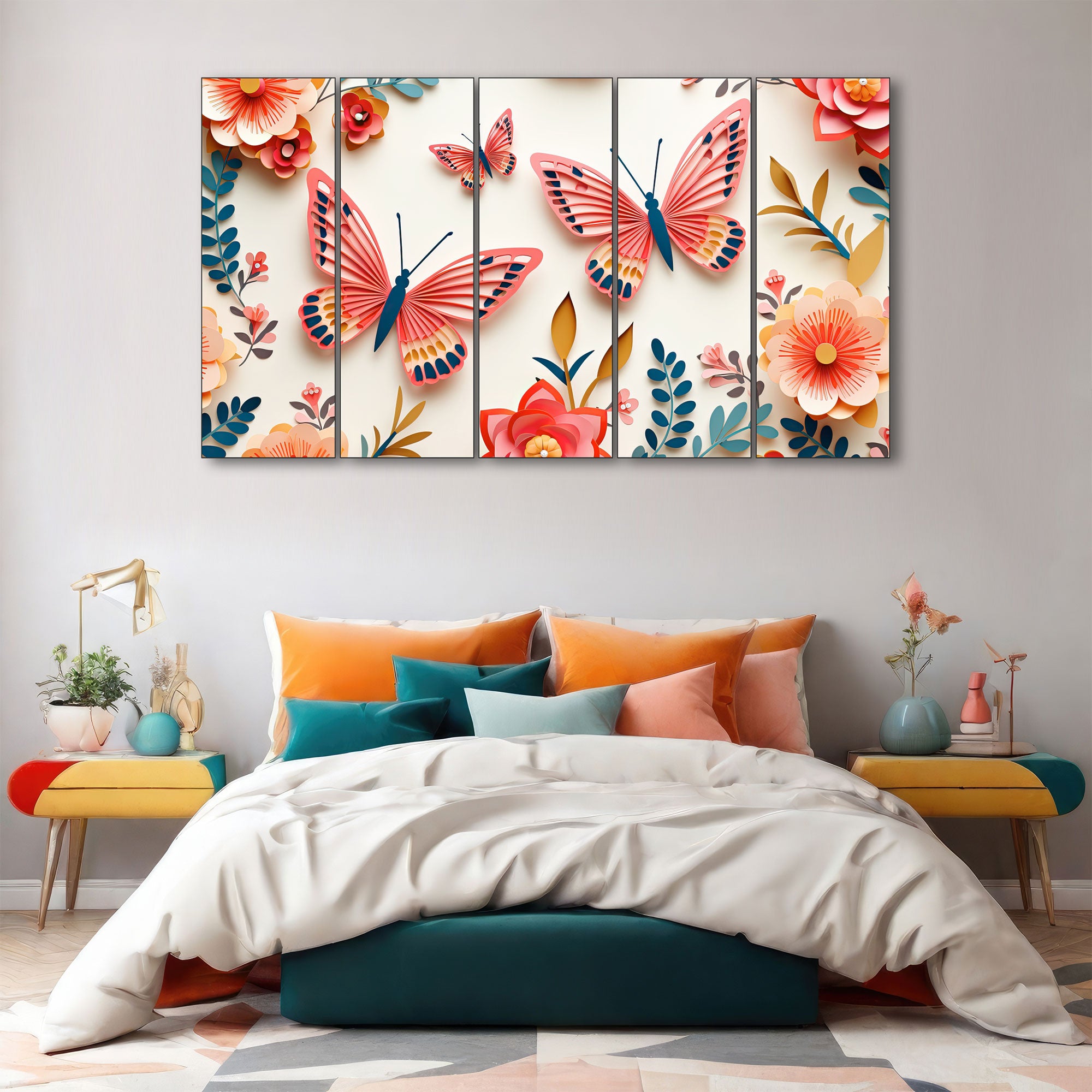 Butterflies Painting with frame Big Size Wall Art for living room,Bedroom,Drawing room,Hotels