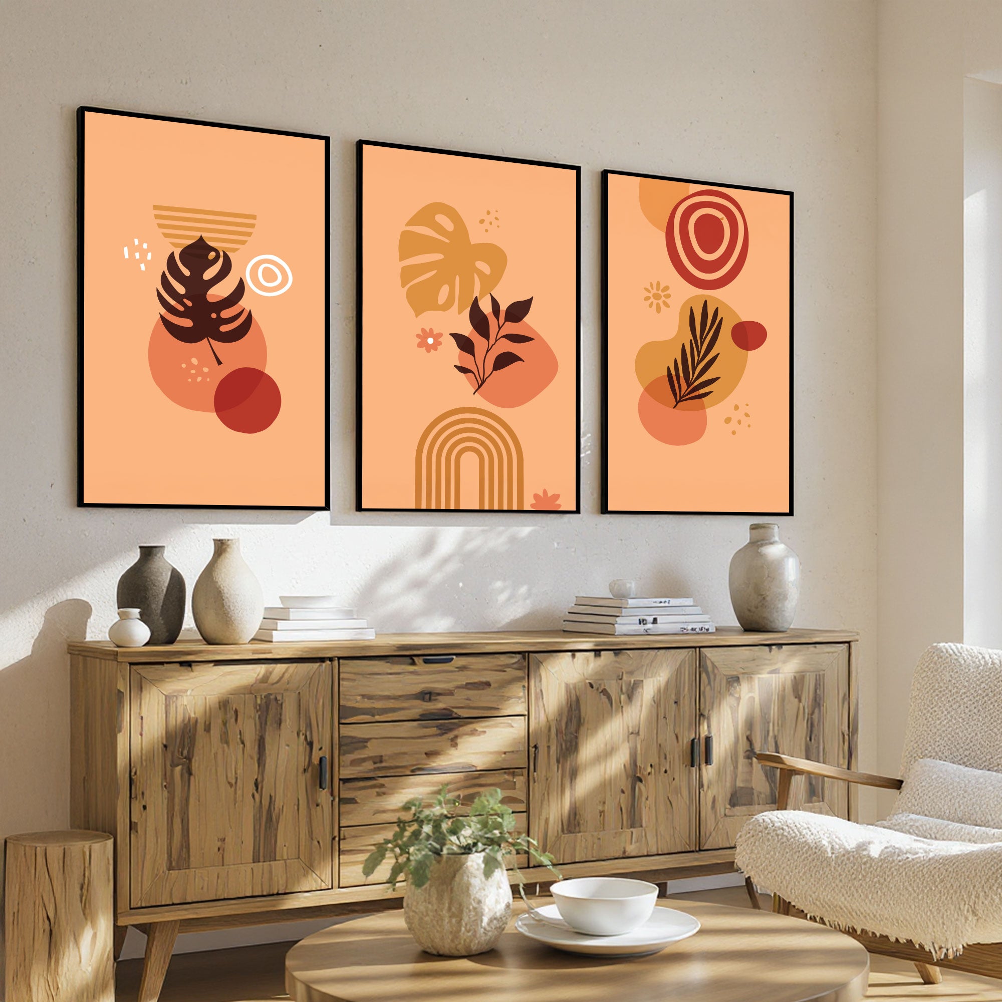 The Castle Decor Boho Wall Art for Living Room Big Size | Framed Abstract Botanical Paintings for Living Room & Bedroom | Modern Home Decoration & Perfect Gifting Option | Set of 3 (11×17 Inch Each) 10