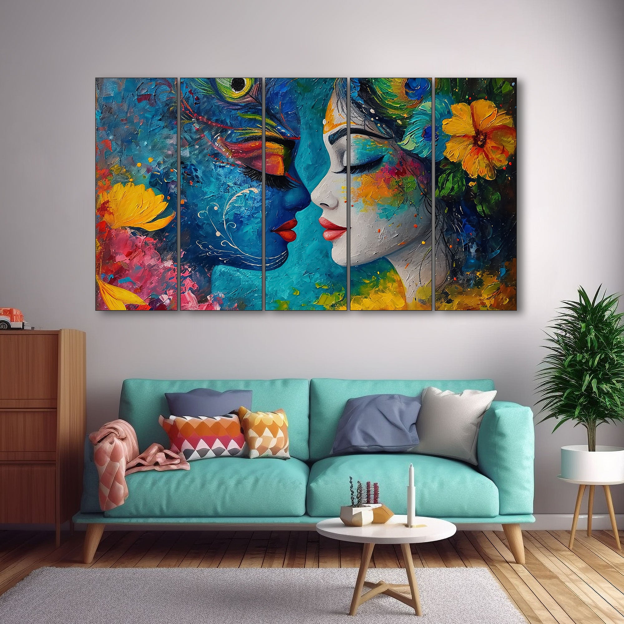 Radha Krishna Painting with frame Big Size Wall Art for living room,Bedroom,Drawing room,Hotels