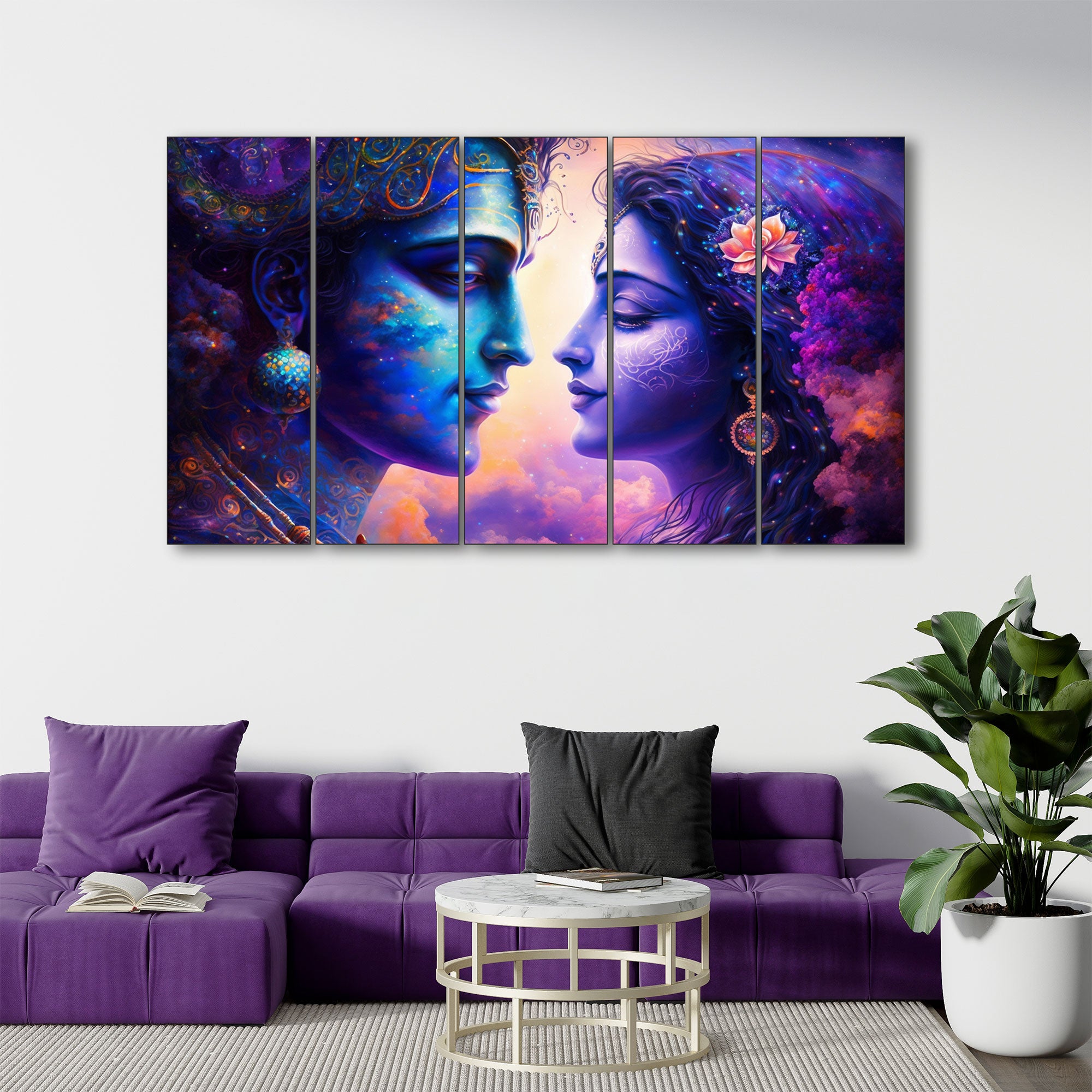 Radha Krishna Painting with frame Big Size Wall Art for living room,Bedroom,Drawing room,Hotels
