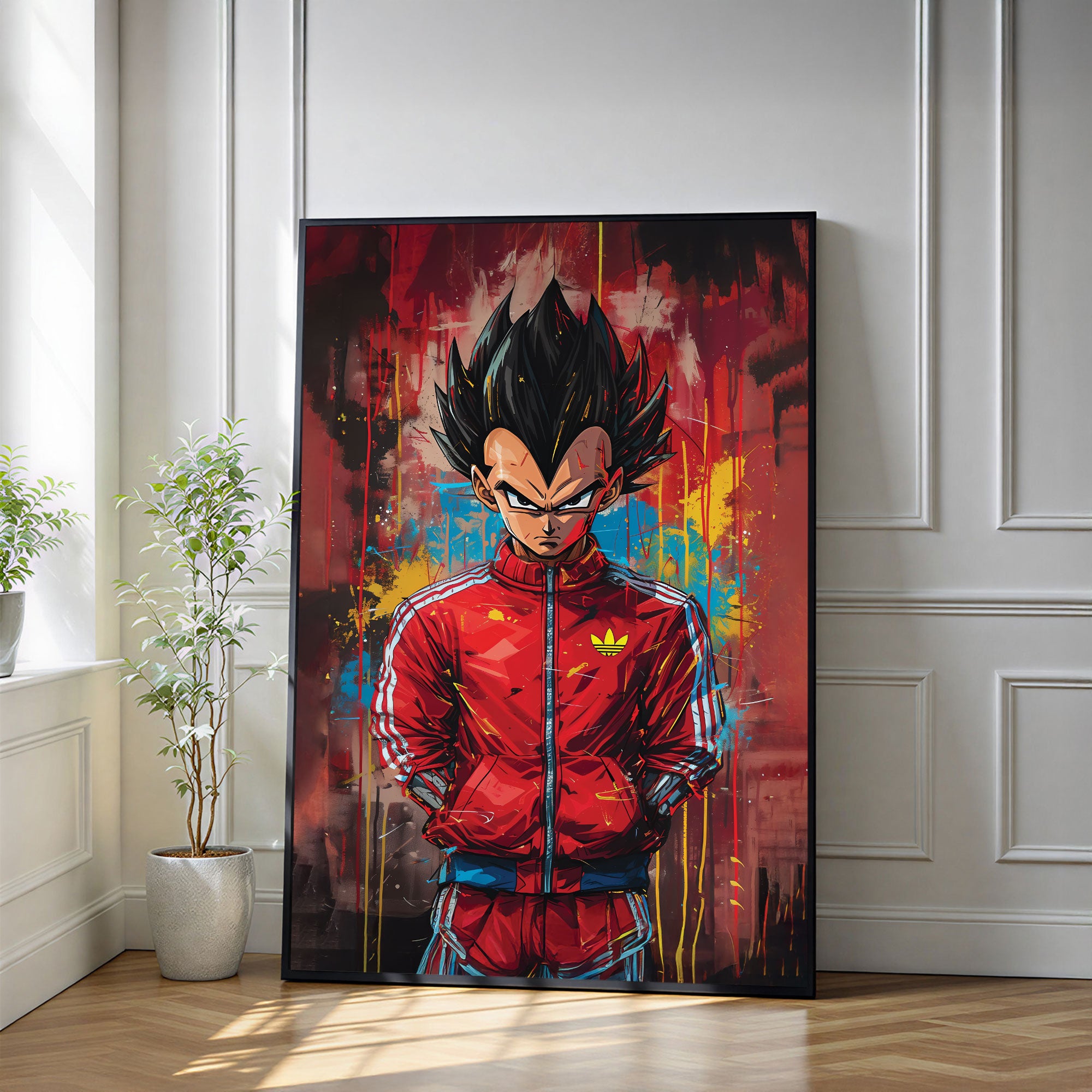 The Castle Decor Anime Fighter Inspired Wall Art – Powerful Warrior Abstract Artwork, Modern Sparkle Finish Wall Décor, 20×30 Inch for Gym & Office