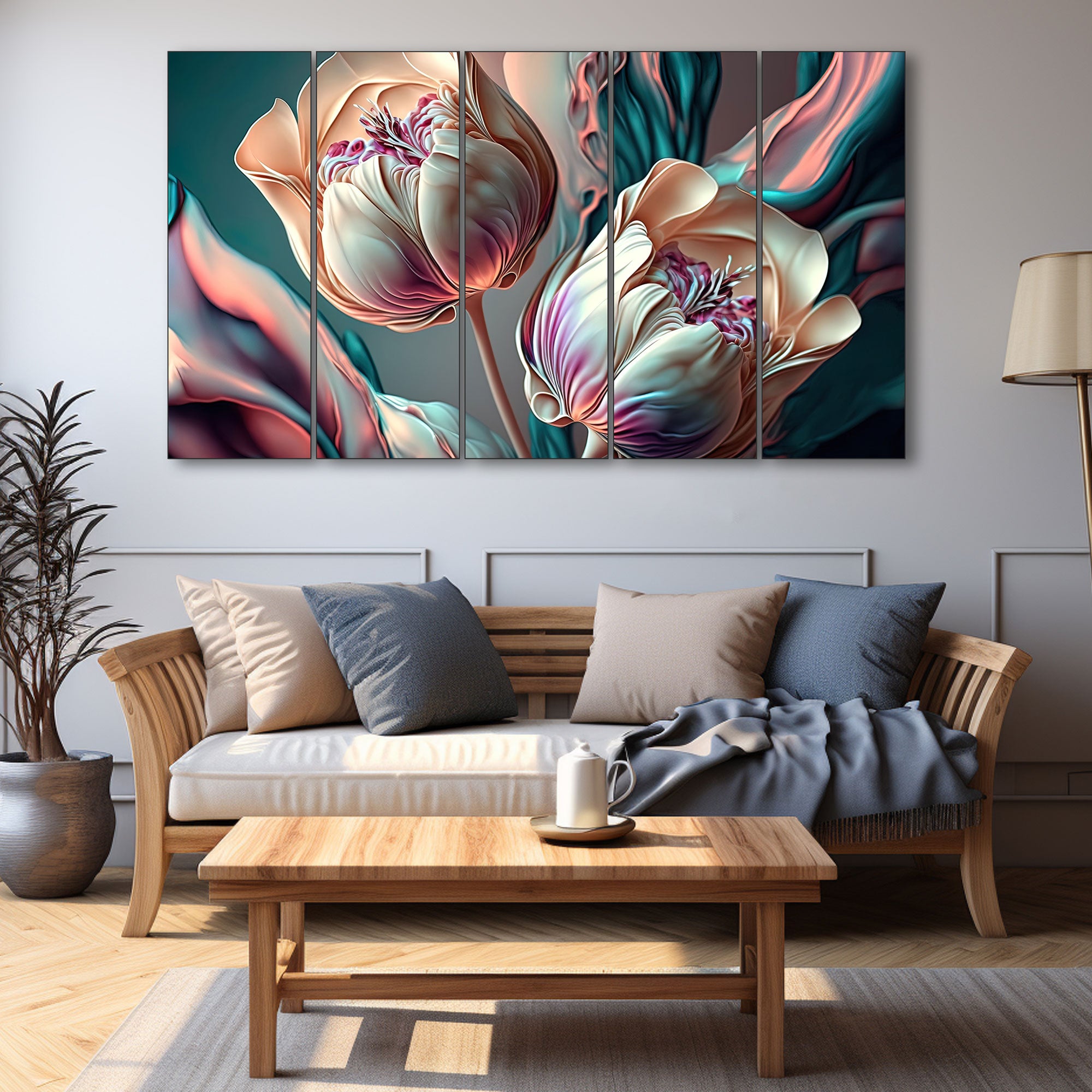Flower Painting with frame Big Size Wall Art for living room,Bedroom,Drawing room,Hotels 27x48"