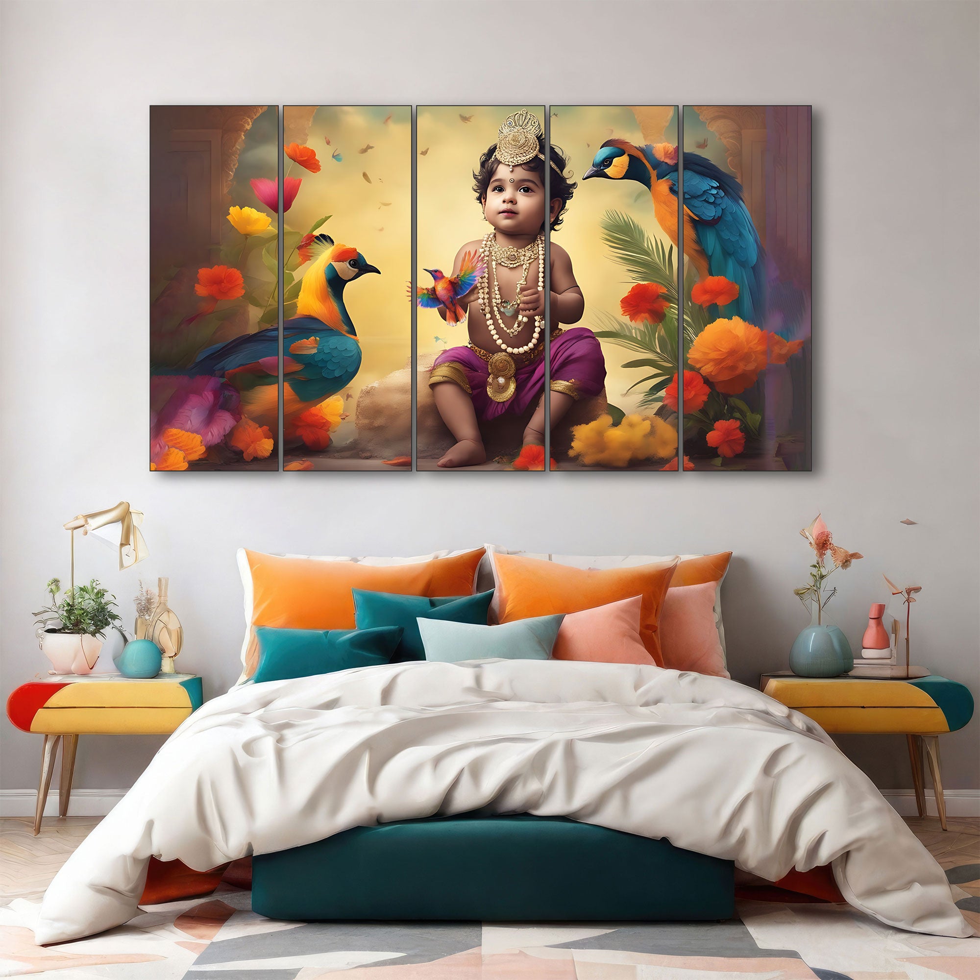 Bal Gopal Painting with frame Big Size Wall Art for living room,Bedroom,Drawing room,Hotels