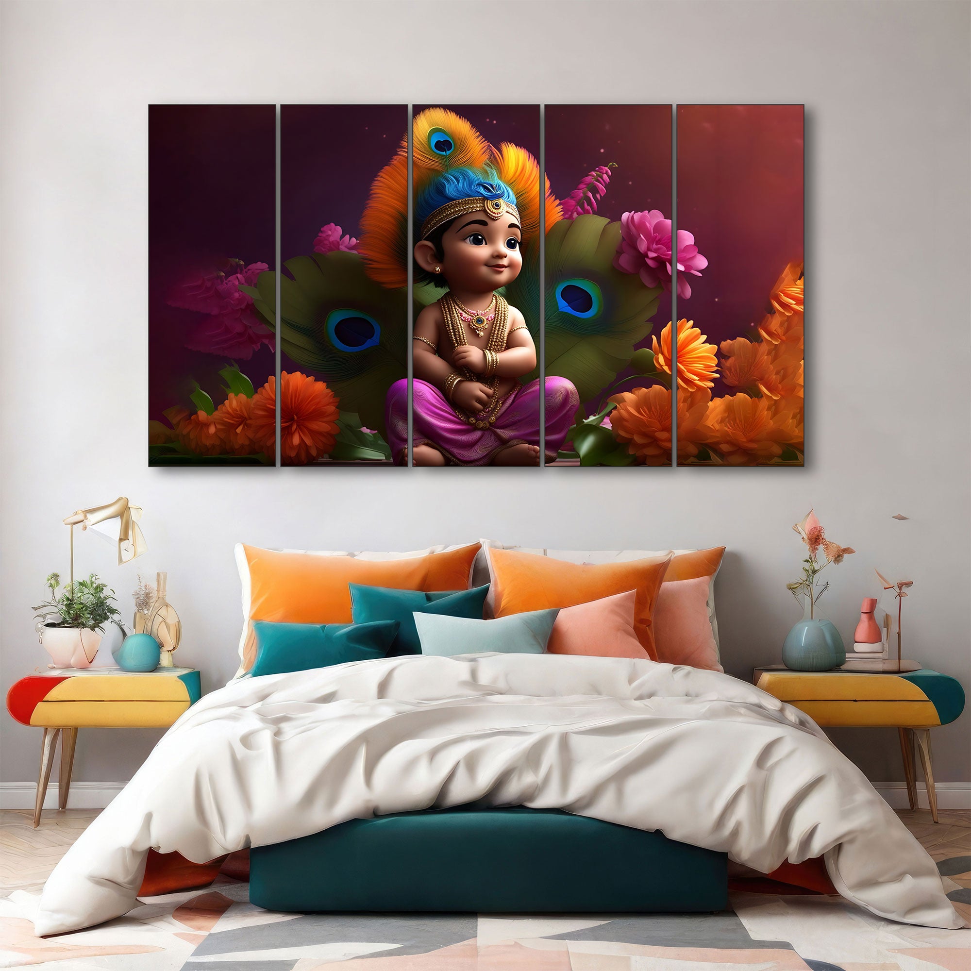 Bal Gopal Painting with frame Big Size Wall Art for living room,Bedroom,Drawing room,Hotels