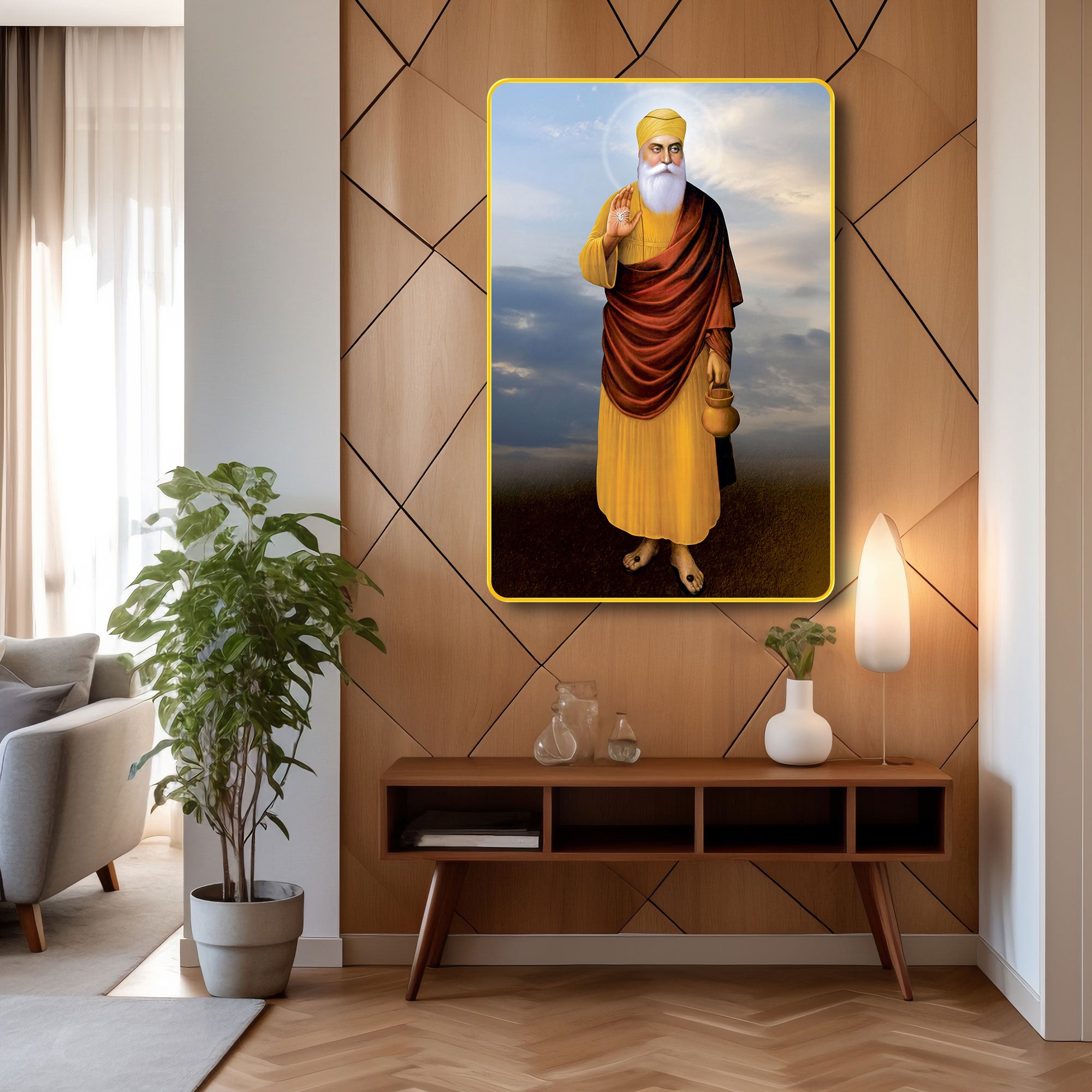 The Castle Decor Guru Nanak Dev Ji Wall Frame | Spiritual Sikh Wall Art for Home, Living Room, Bedroom, Office & Gift Décor 20X30 Inches