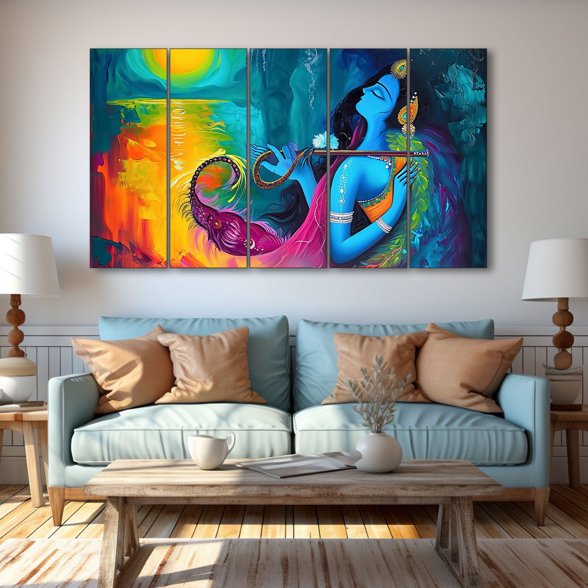 Radha Krishna Painting with frame Big Size Wall Art for living room,Bedroom,Drawing room,Hotels