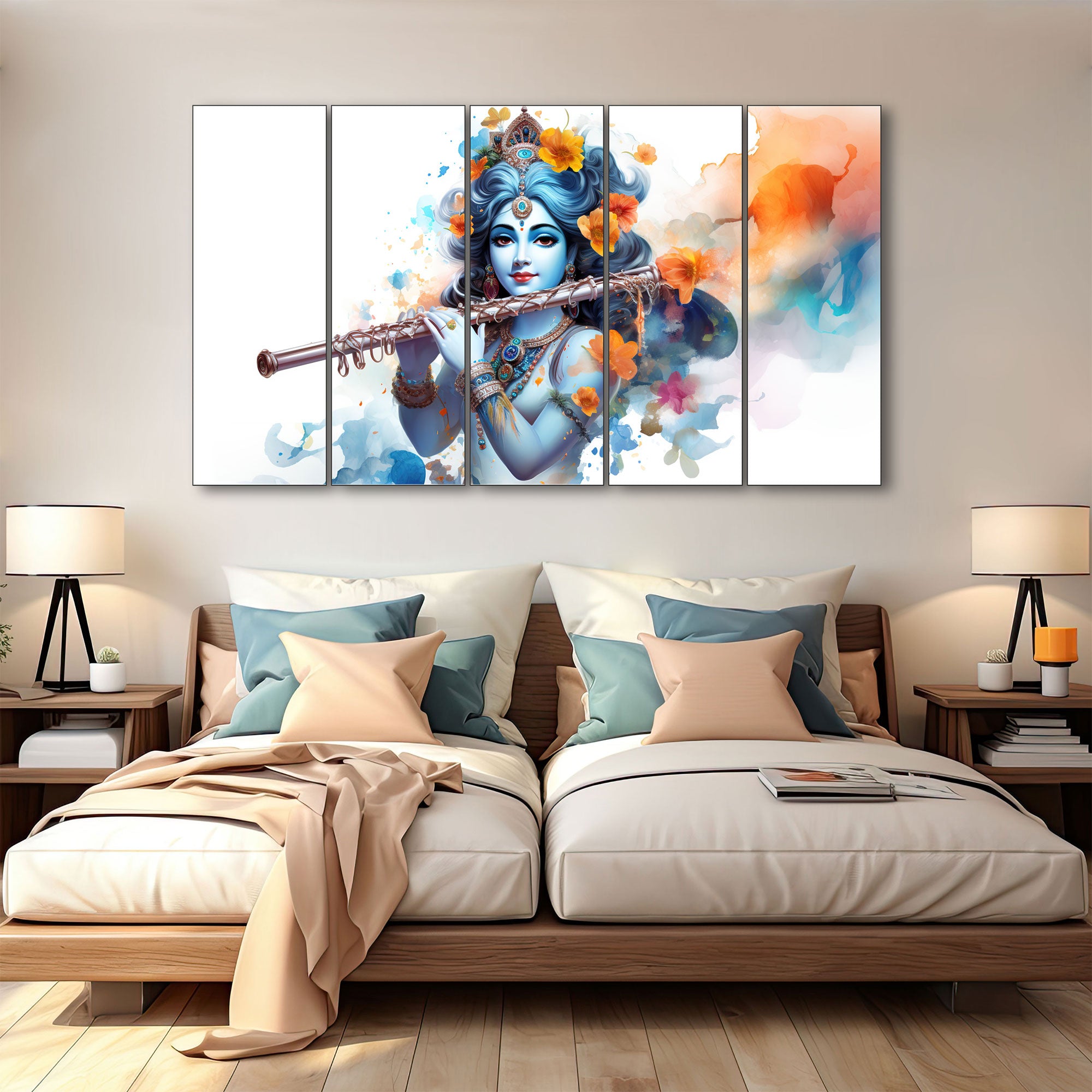 Krishna Ji Painting with frame Big Size Wall Art for living room,Bedroom,Drawing room,Hotels