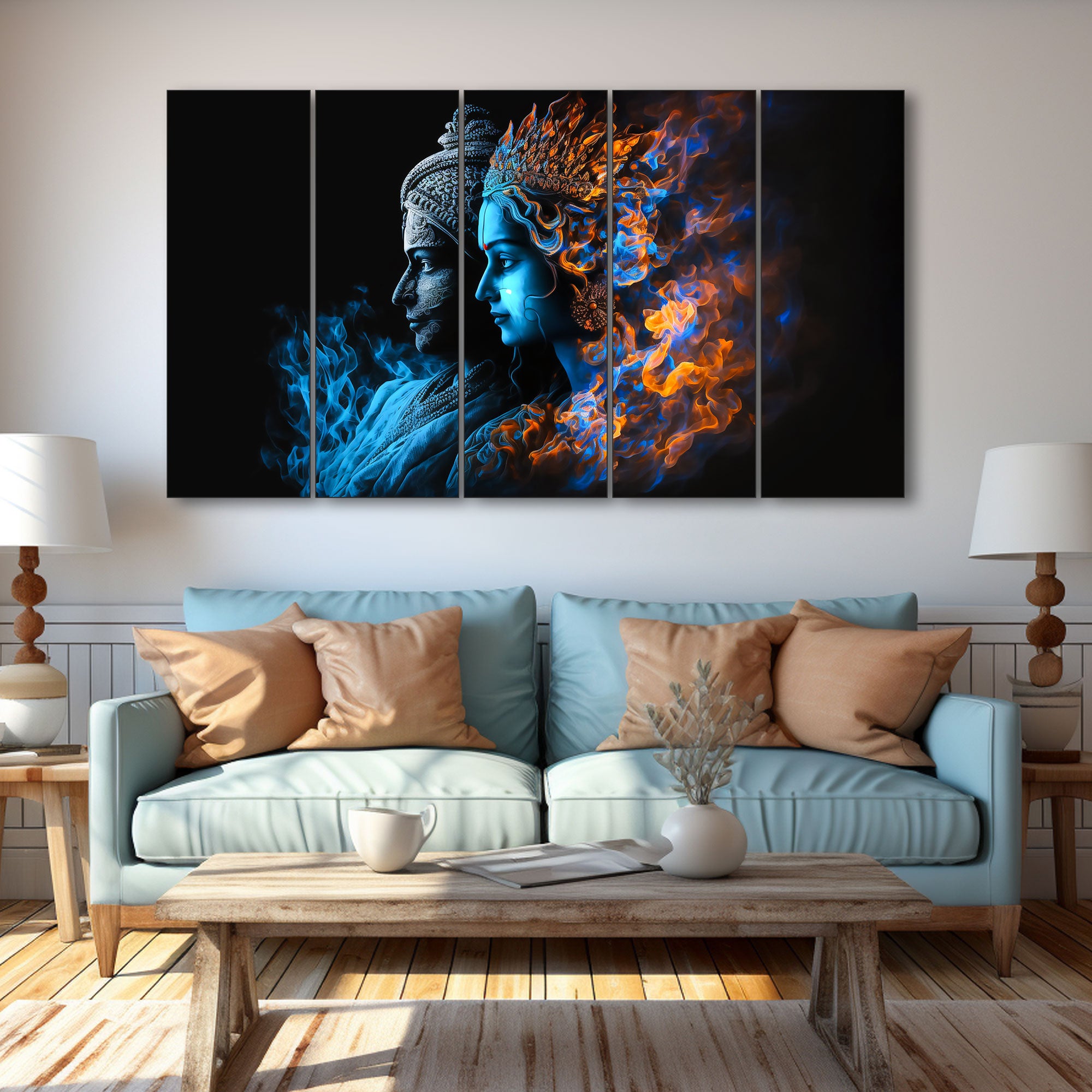 Radha Krishna Painting with frame Big Size Wall Art for living room,Bedroom,Drawing room,Hotels