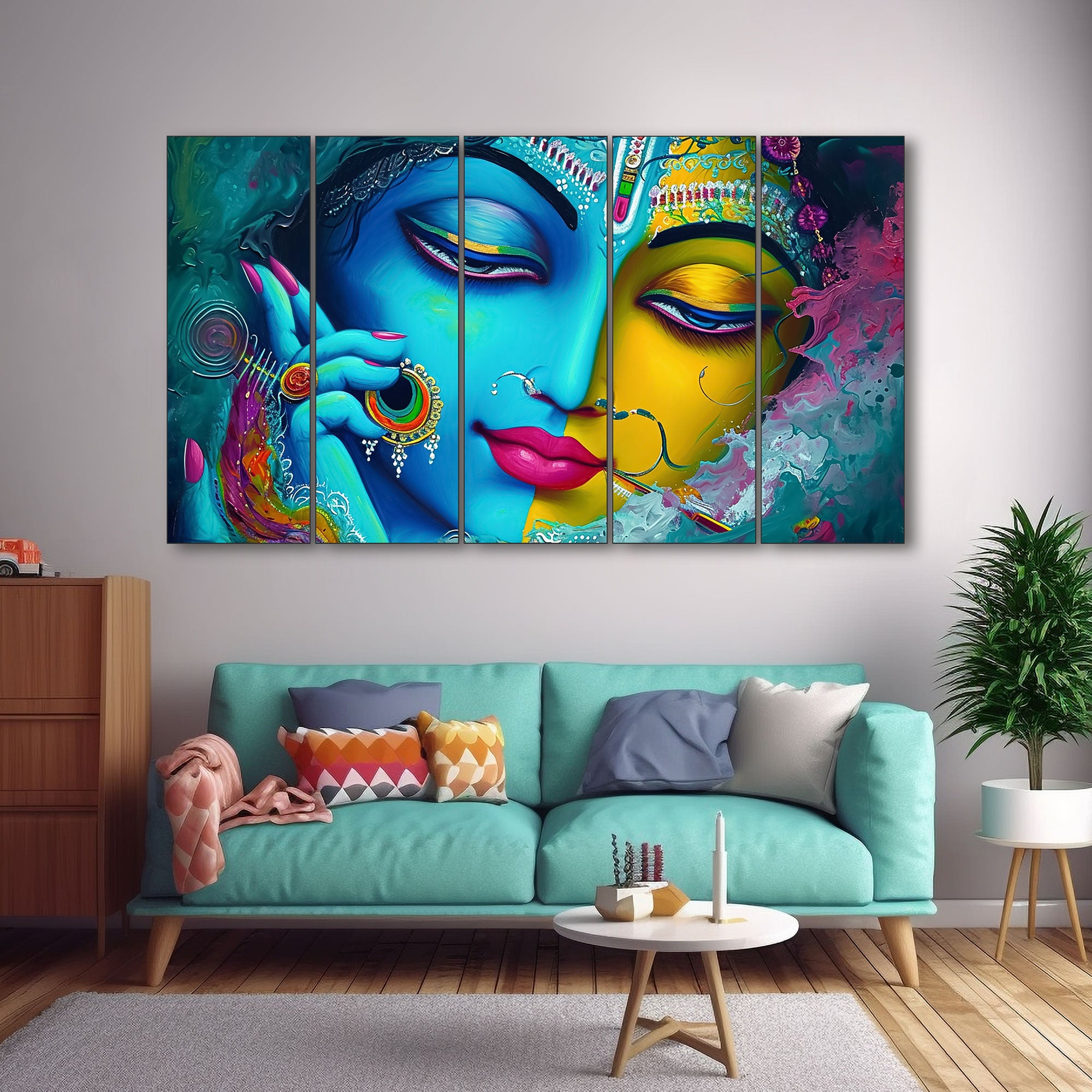 Radha Krishan Painting with frame Big Size Wall Art for living room,Bedroom,Drawing room,Hotels