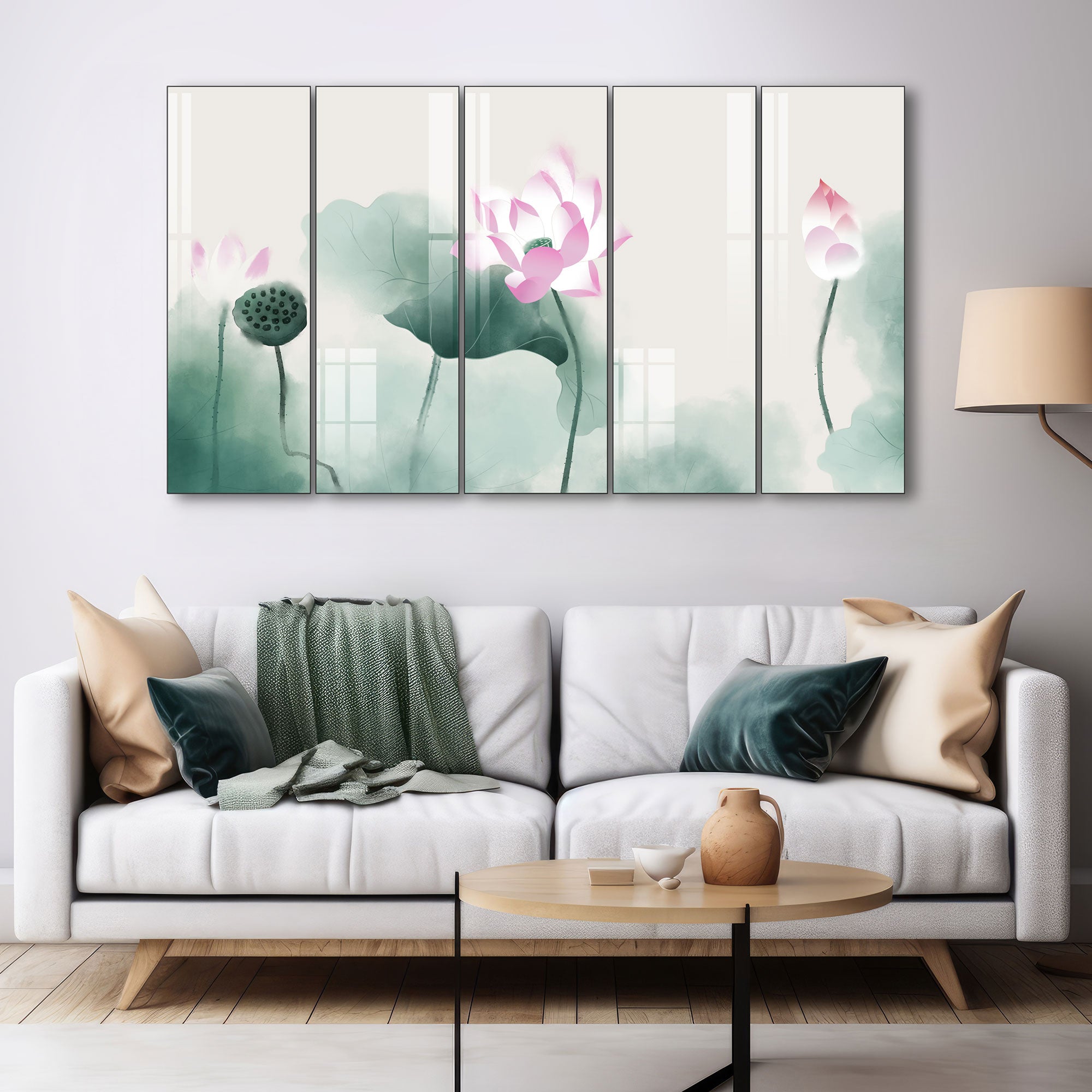 Lotus Painting with frame Big Size Wall Art for living room,Bedroom,Drawing room,Hotels 36x60"