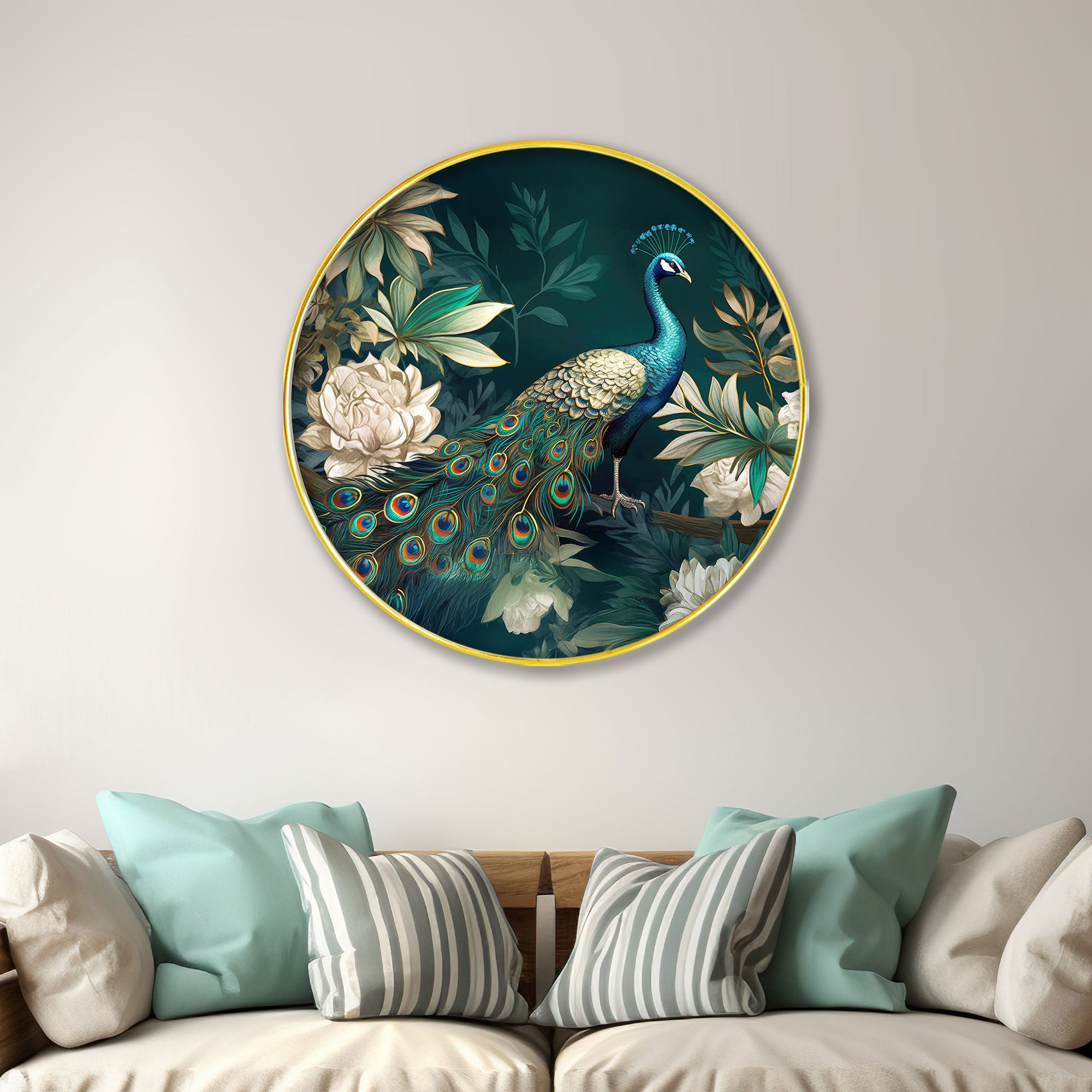 The Castle Decor Vastu 7 Horses Running Wall Hanging | Elegant Golden Round Frame Painting for Home, Hotel, Living Room & Gift Decoration (Copy)