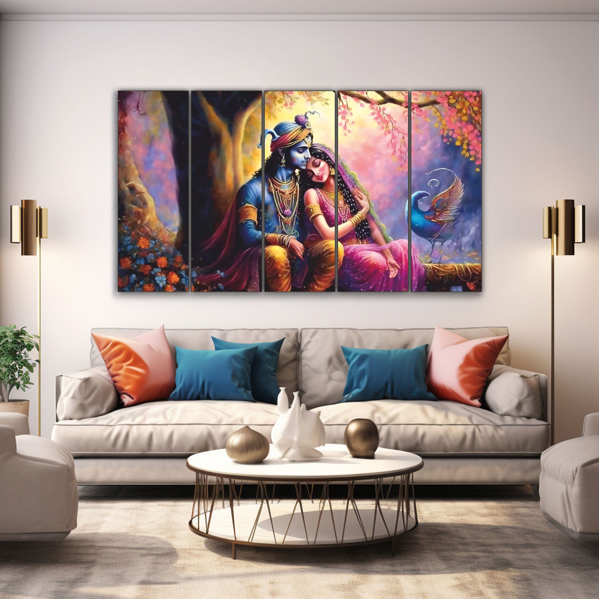 Radha Krishna Painting Set of 5 for Home Decoration