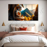 Shakyamuni Buddha| Gautama Buddha| Set of 5 Big Size Multiple Frames Wall Art Painting for living room,Bedroom,Drawing room,Hotels-Wooden Framed-Digital Painting