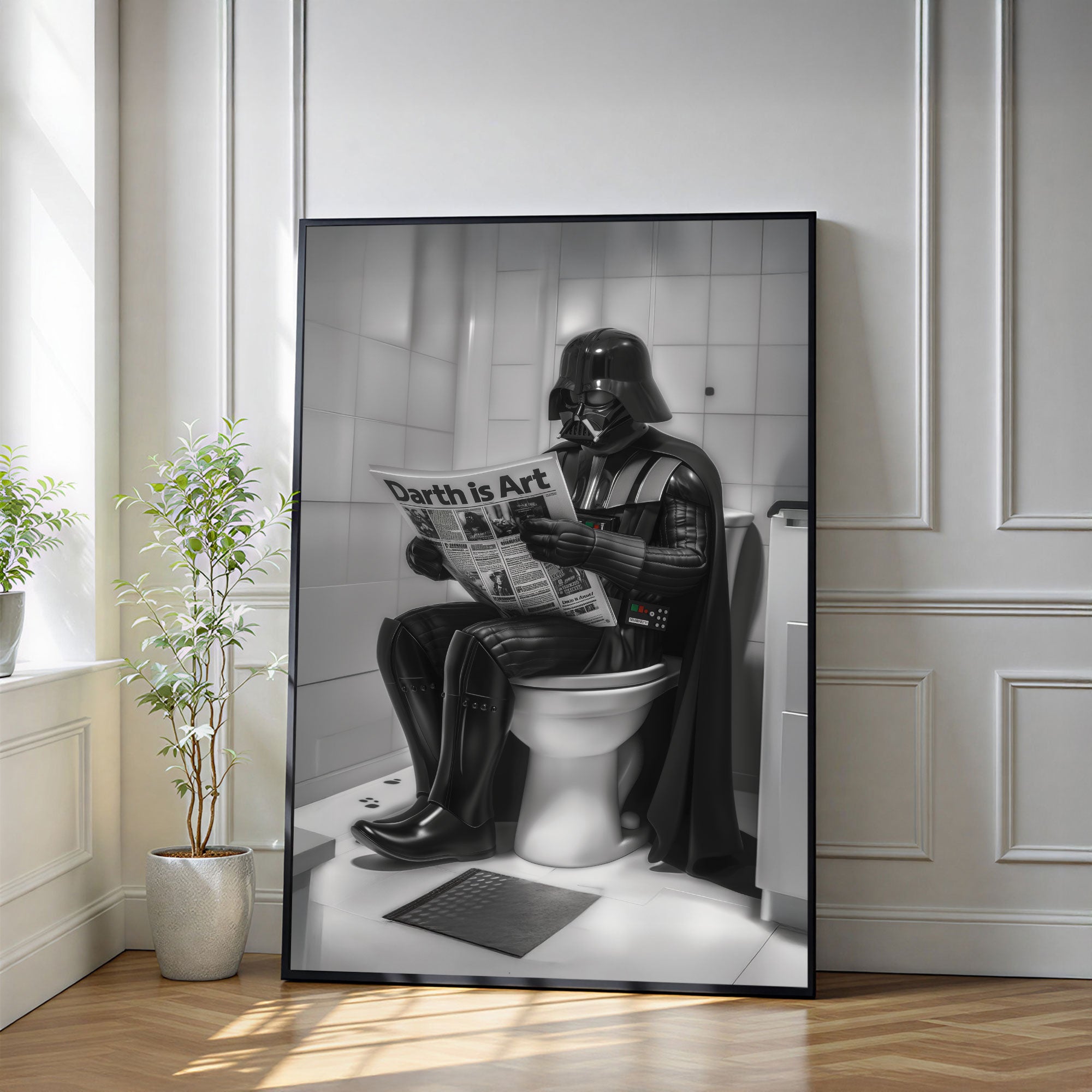 The Castle Decor Darth Vader Wall Art Poster, Dark Humor Pop Culture Artwork with Premium Sparkle Finish, 20×30 Inch Wall Décor for Man Cave & Gaming Room