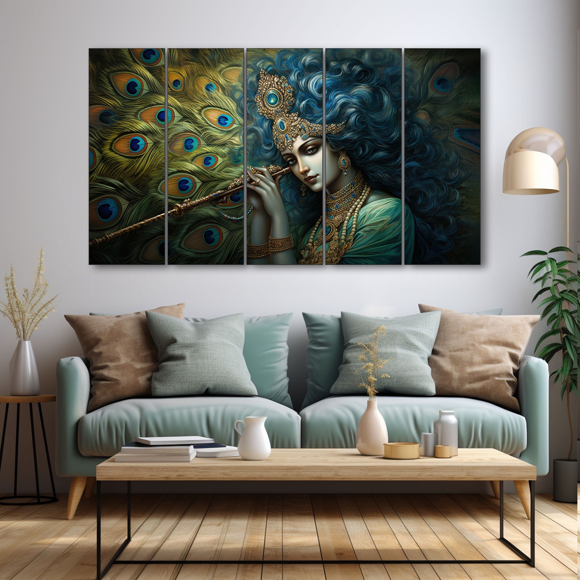 Krishna Ji Painting with frame Big Size Wall Art for living room,Bedroom,Drawing room,Hotels