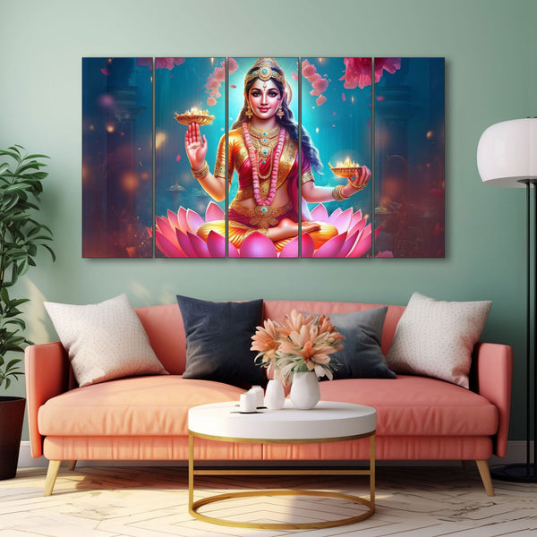 Goddess Laxmi ji Painting with frame Big Size Wall Art for living room,Bedroom,Drawing room,Hotels 27x48