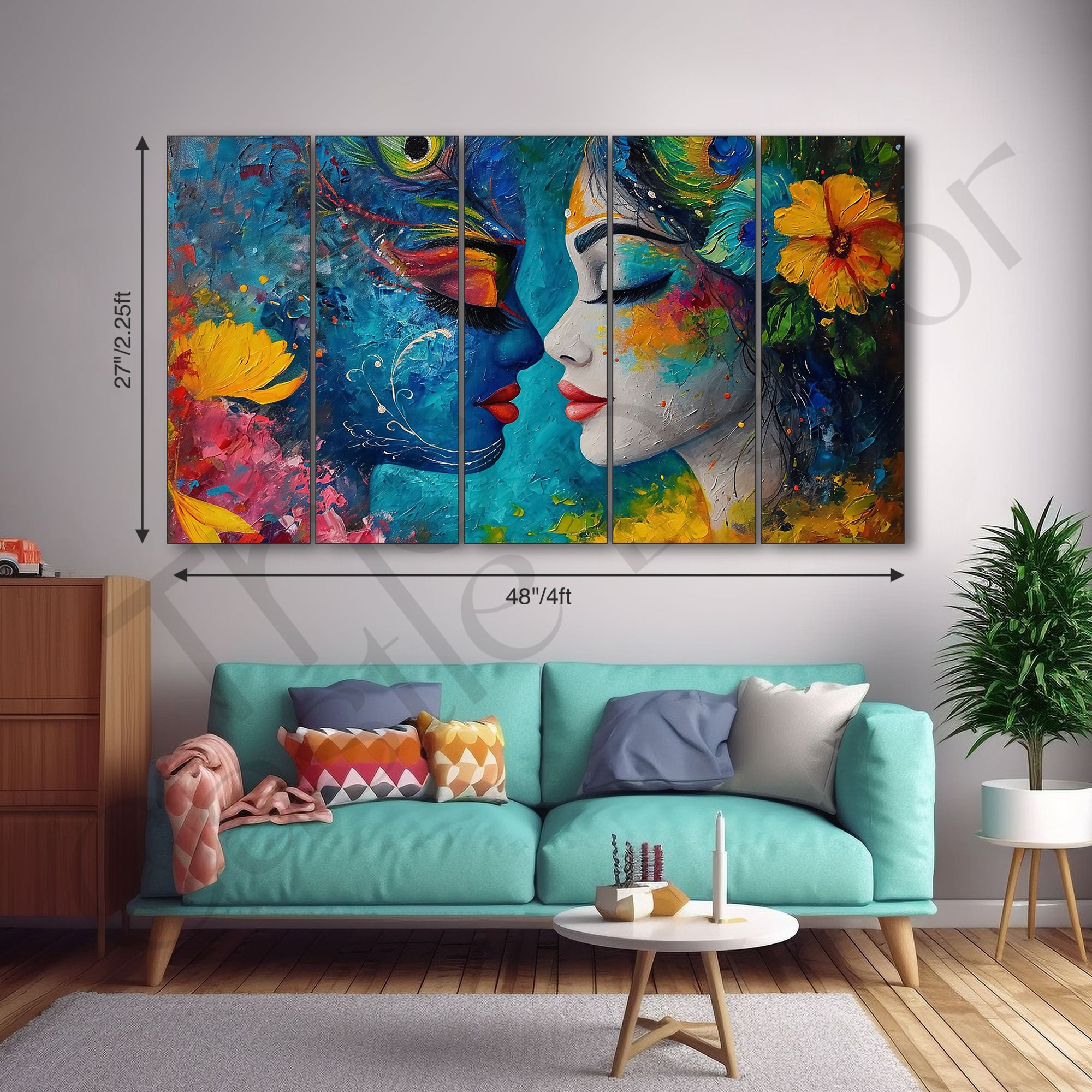 Radha Krishna Painting with frame Big Size Wall Art for living room,Bedroom,Drawing room,Hotels