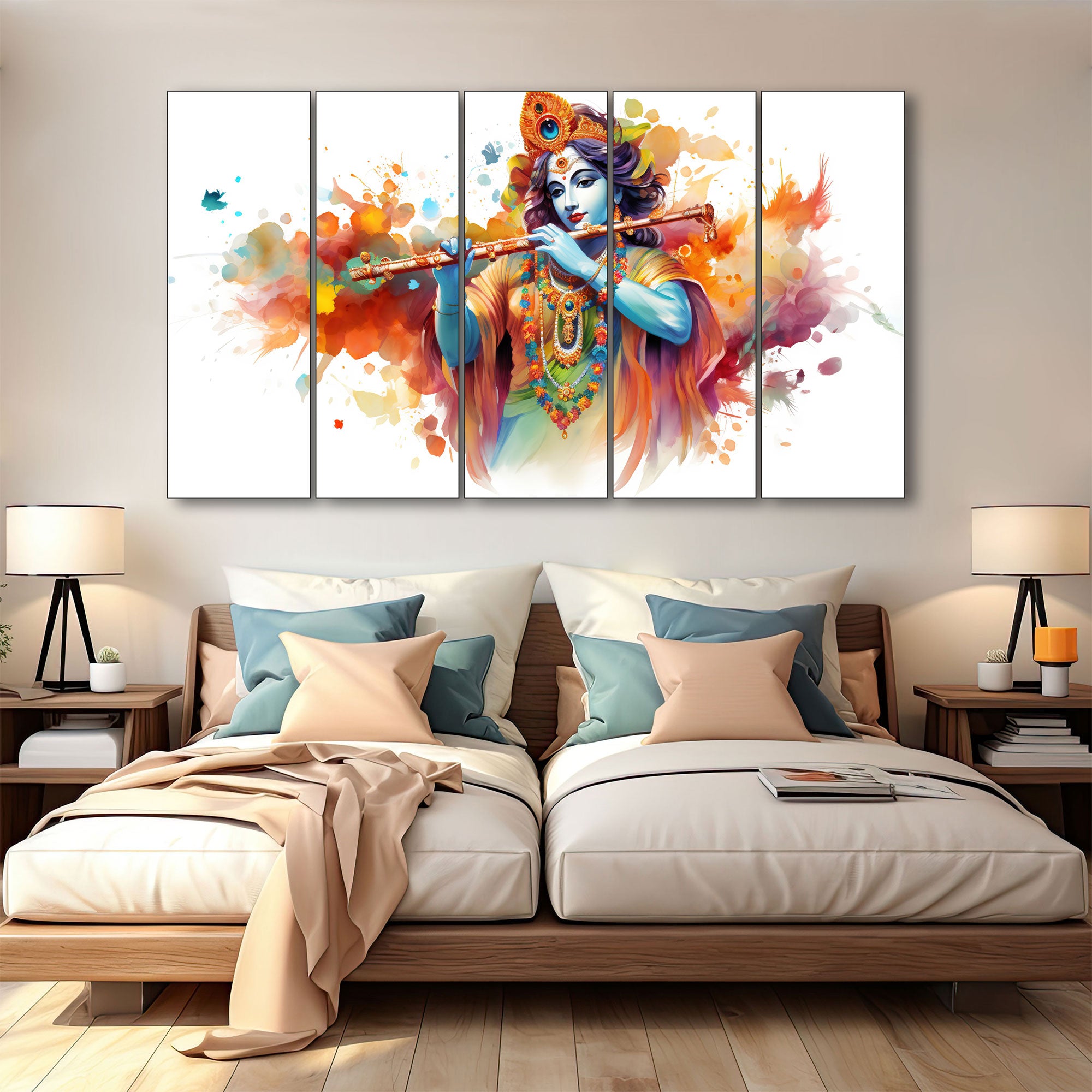Krishna Ji Painting with frame Big Size Wall Art for living room,Bedroom,Drawing room,Hotels