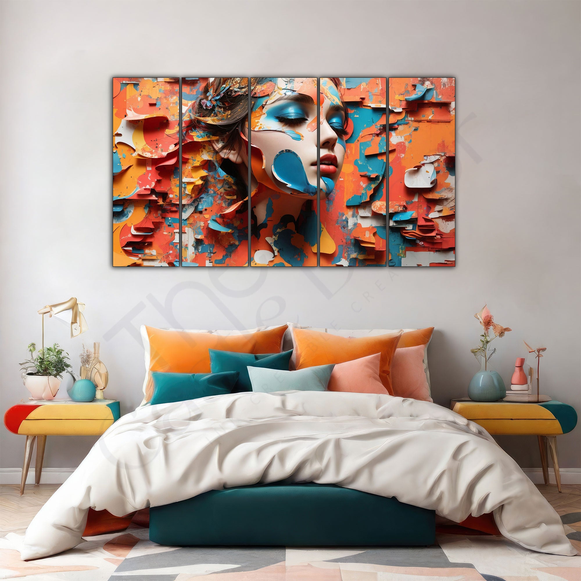 Woman Abstract Painting with frame Big Size Wall Art for living room,Bedroom,Drawing room,Hotels