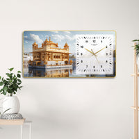 The Castle Decor Golden Temple Wall Clock 24x12 Inch | Silent Sweep Decorative Wall Clock