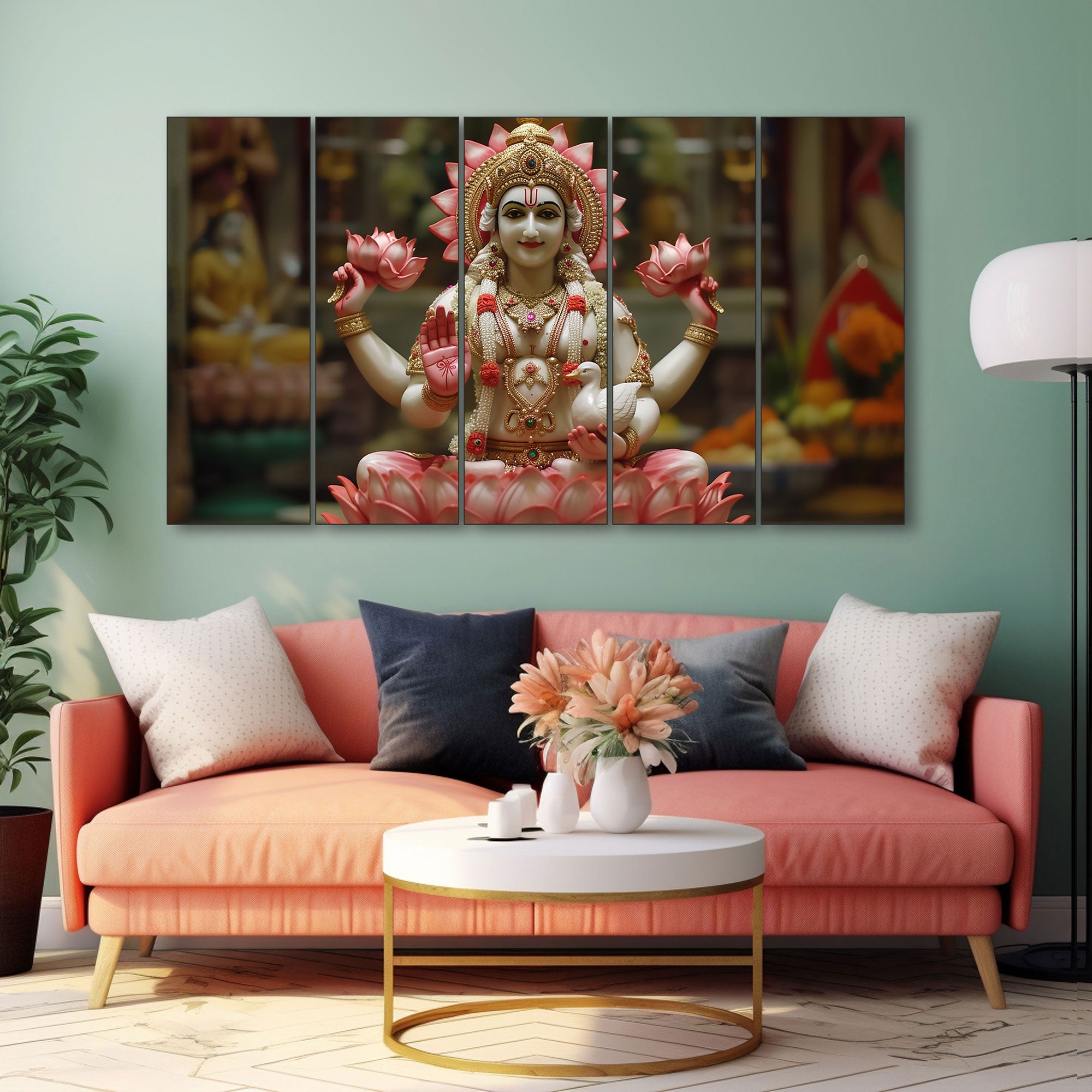 Goddess Laxmi ji Painting with frame Big Size Wall Art for living room,Bedroom,Drawing room,Hotels