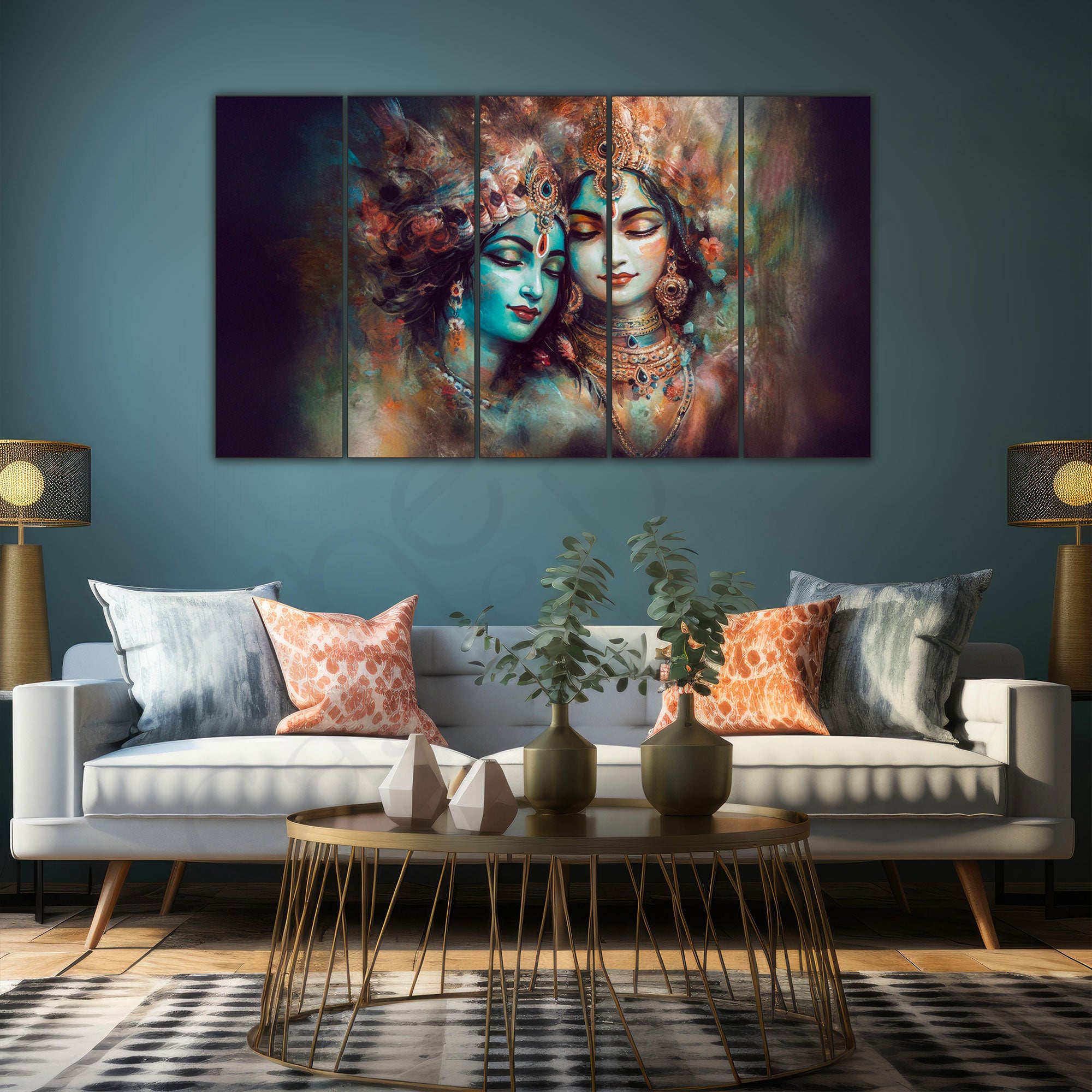 Radha Krishna Painting with frame Big Size Wall Art for living room,Bedroom,Drawing room,Hotels