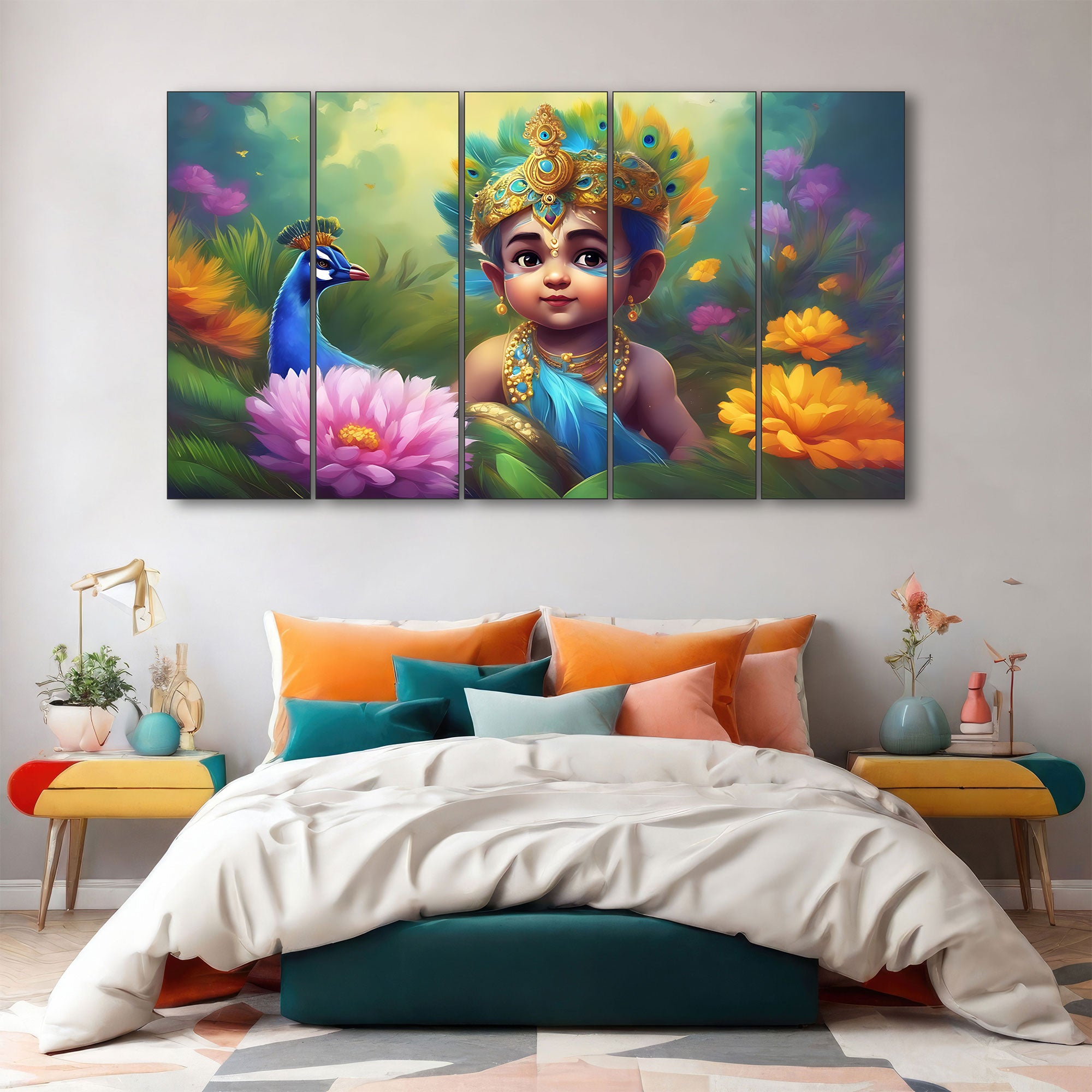 Bal Gopal Painting with frame Big Size Wall Art for living room,Bedroom,Drawing room,Hotels