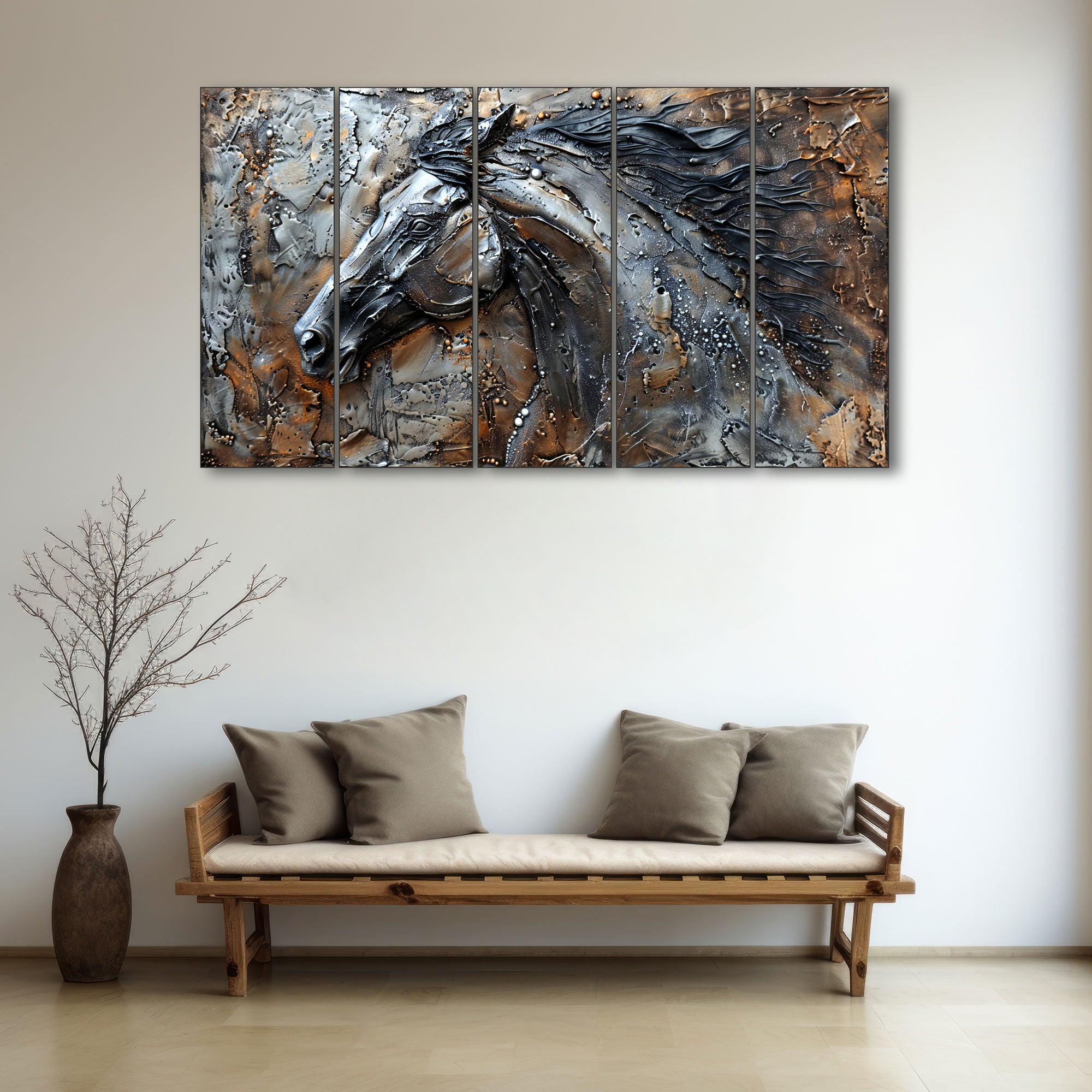Modern Horses Painting with frame Big Size Wall Art for living room,Bedroom,Drawing room,Hotels