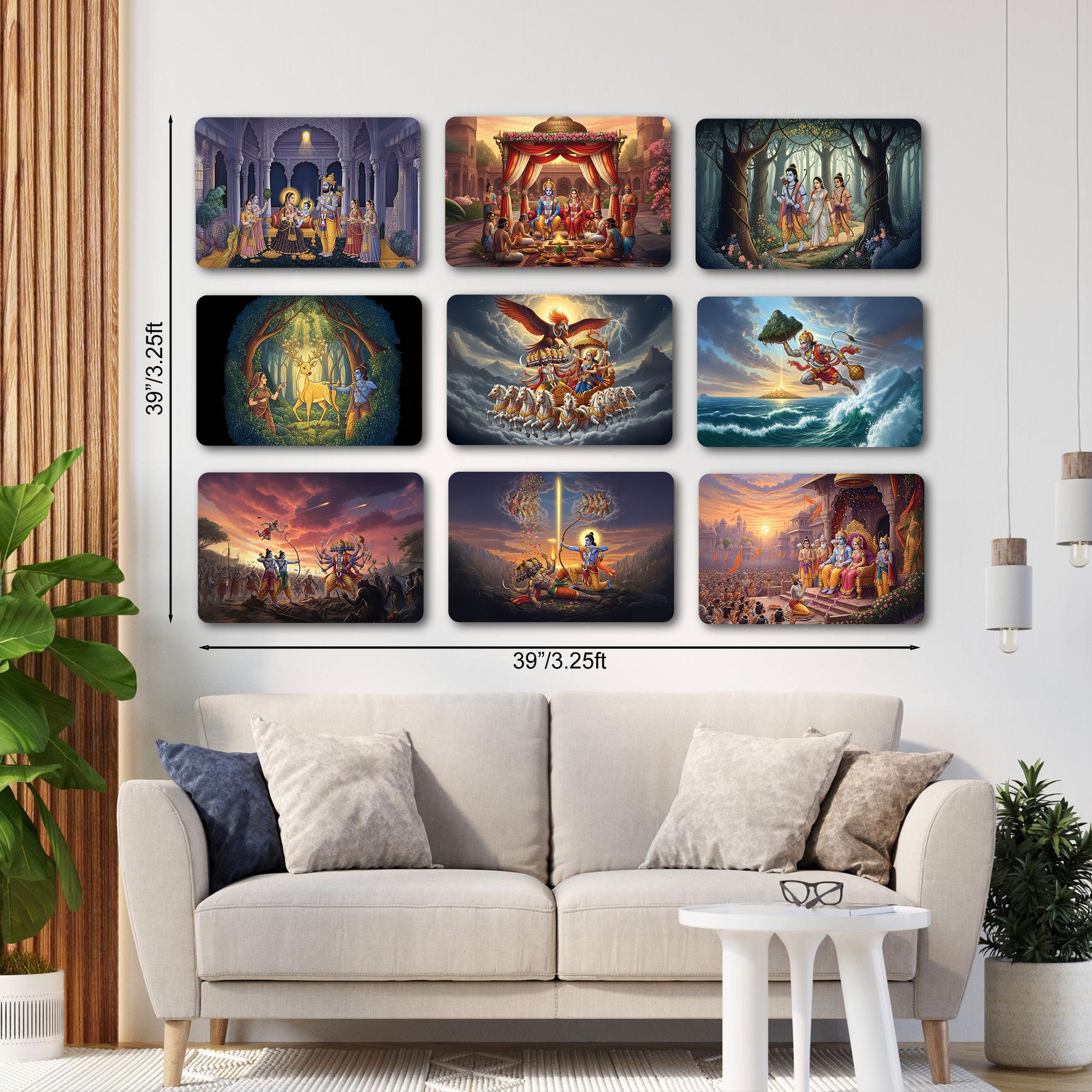 Ramayan Wall Plates – Set of 9 | Decorative Wall Art & Showpiece for Home | Spiritual Wall Decor for Living Room & Pooja Room | Gift for All
